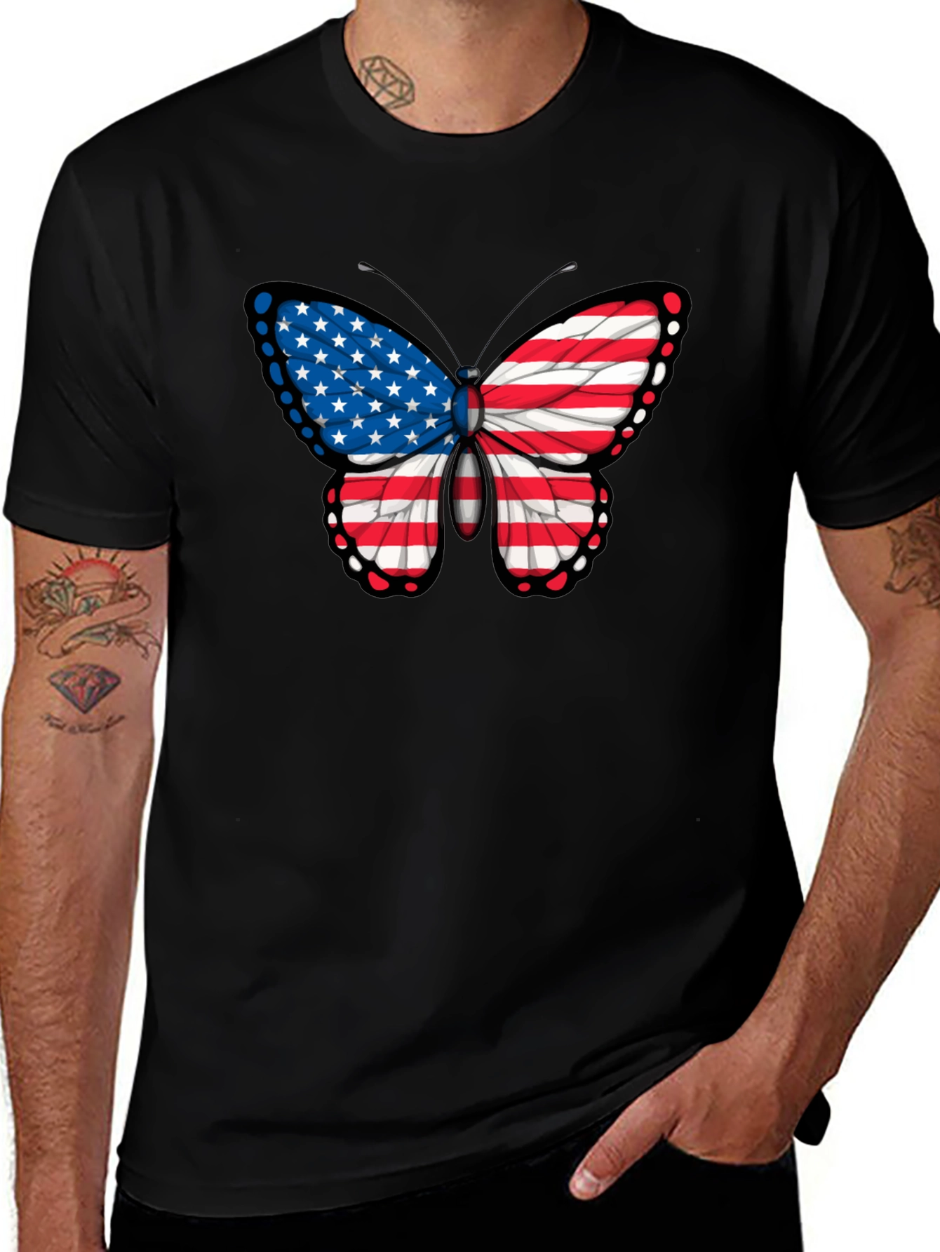 Variant 19 of American Flag Butterfly Graphic Tee - Patriotic T-Shirt