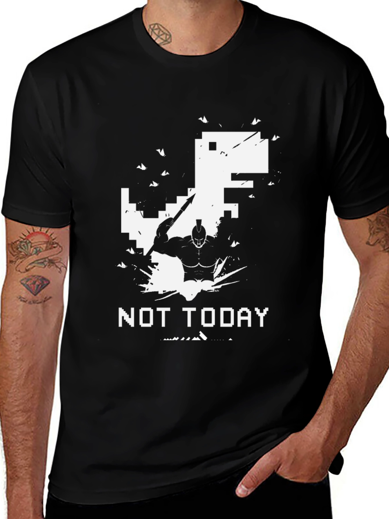Variant 6 of NOT TODAY Warrior Graphic Tee - Black