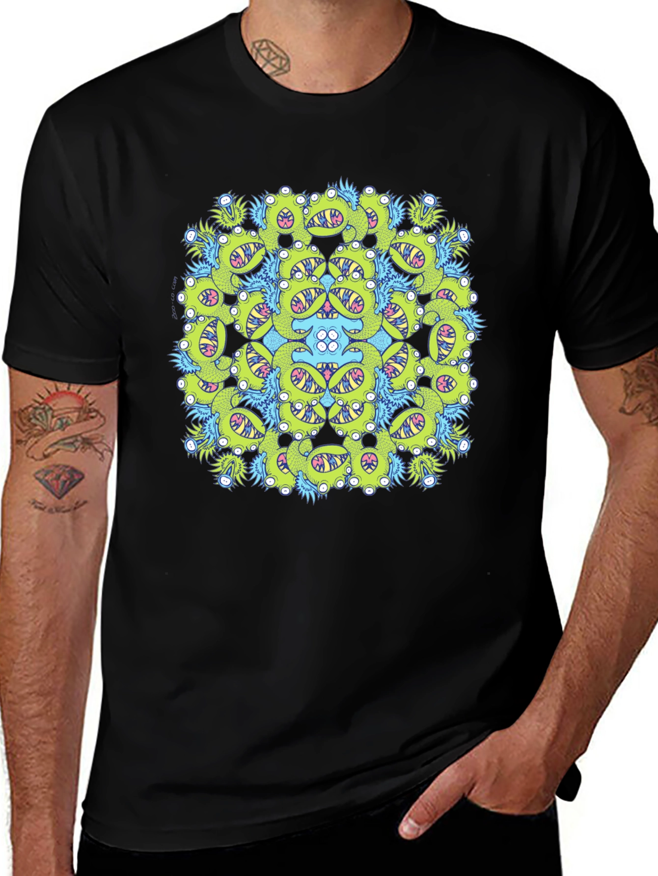 Variant 18 of Monster Mandala Graphic Tee - Black Casual Shirt