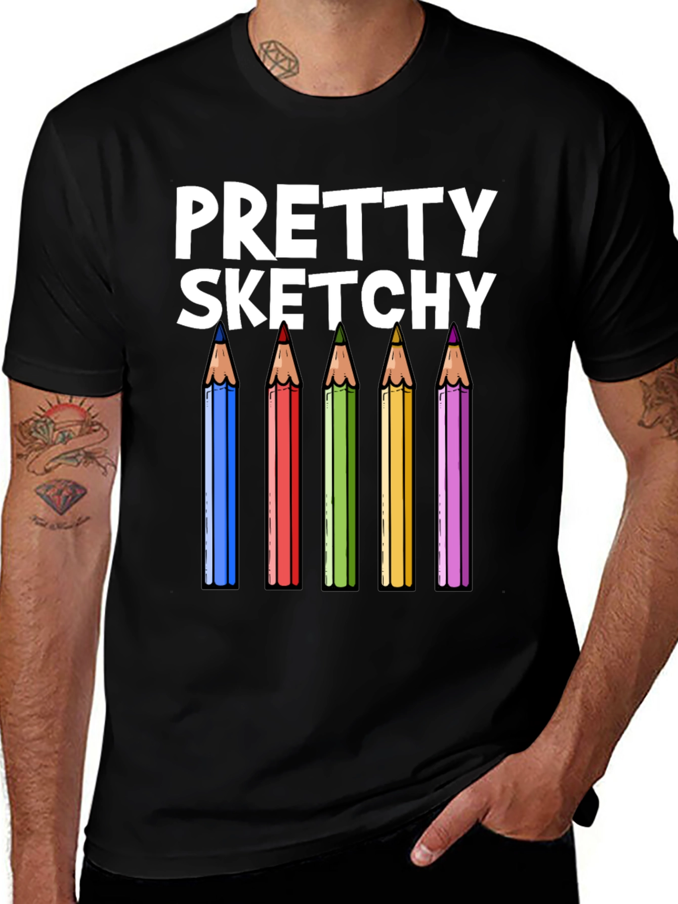 Variant 12 of Pretty Sketchy Graphic Tee - Colorful Pencils