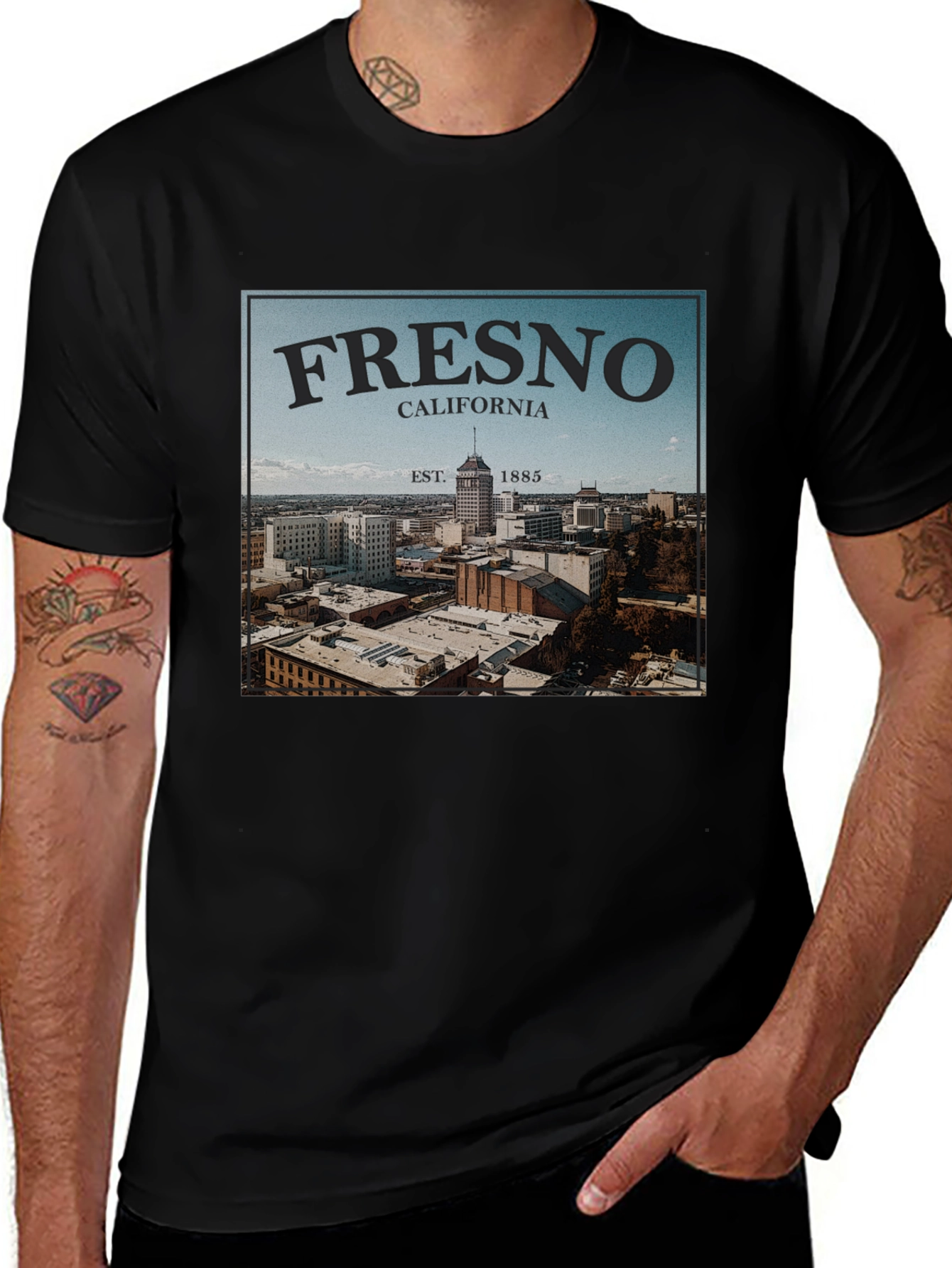 Fresno California T-Shirt - Cityscape Design