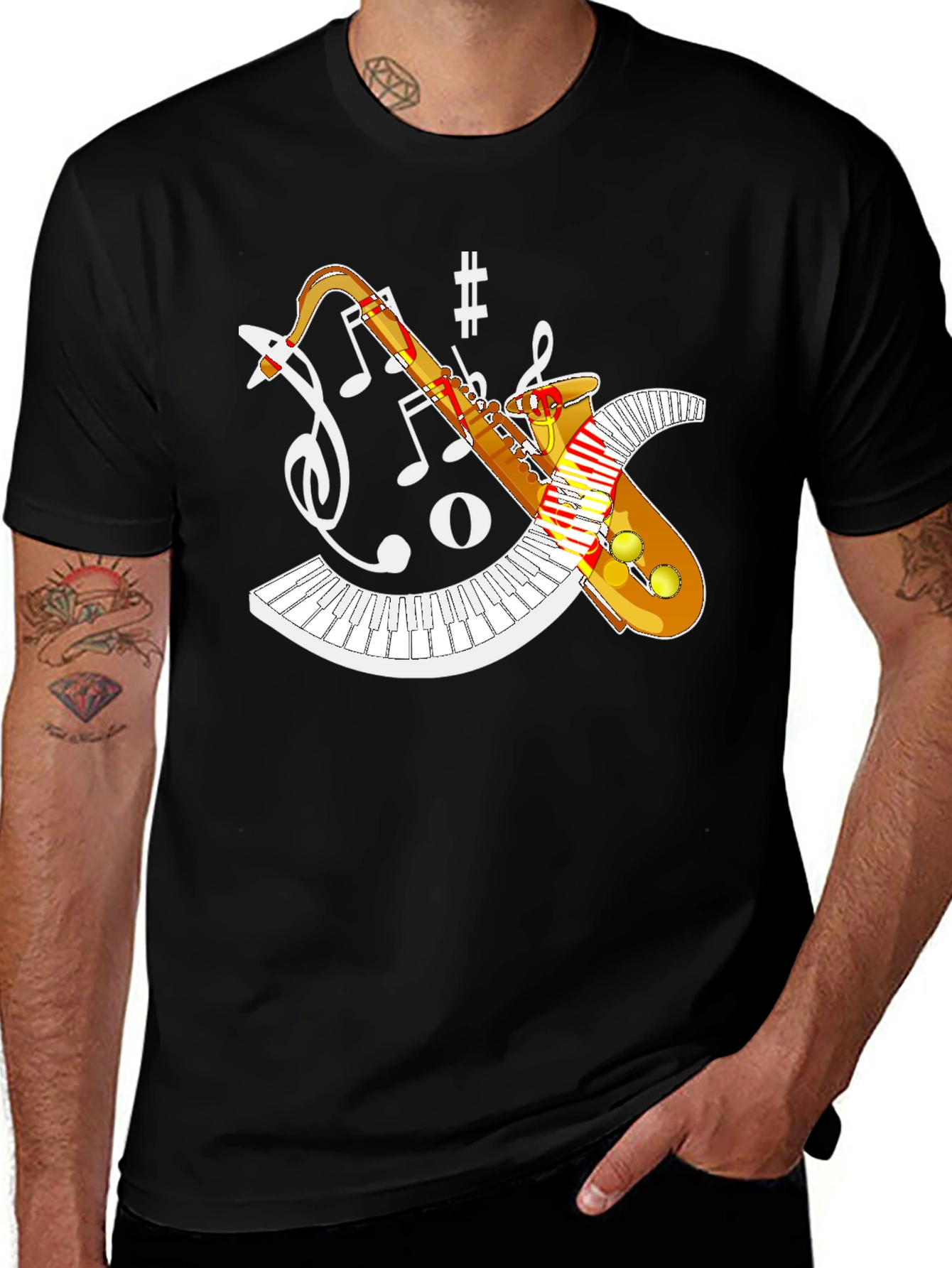 Variant 5 of Saxophone Music T-Shirt - Jazz Band Design