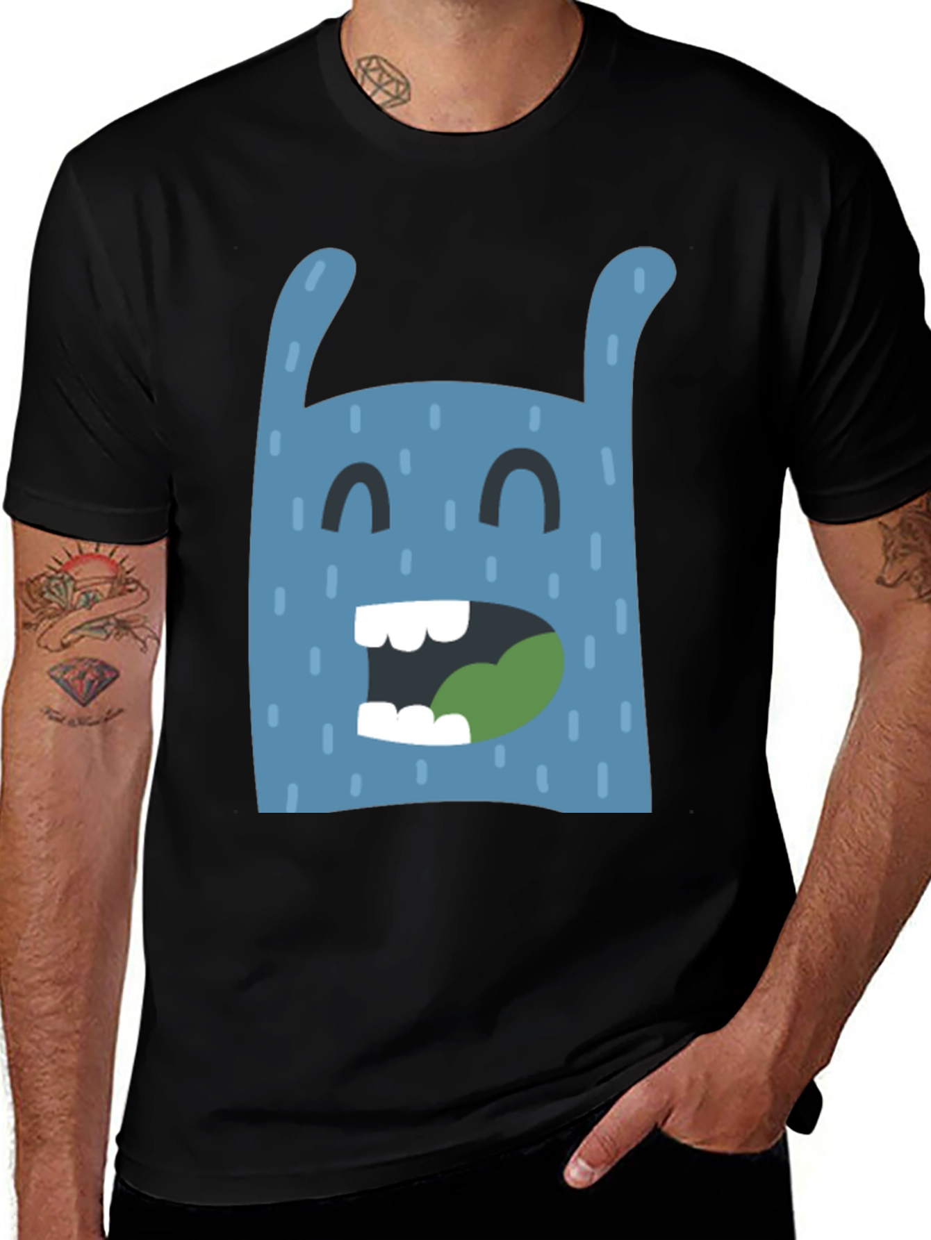 Variant 4 of Funny Monster Graphic Black T-Shirt