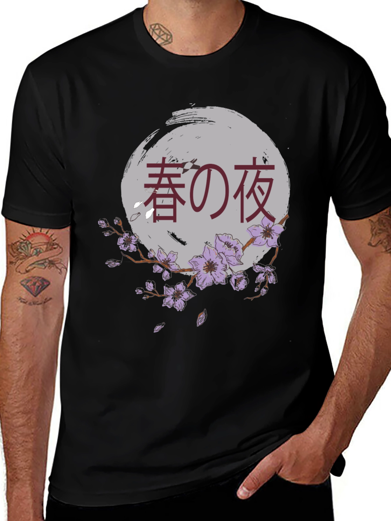 Variant 26 of Japanese Night Cherry Blossom Graphic Tee