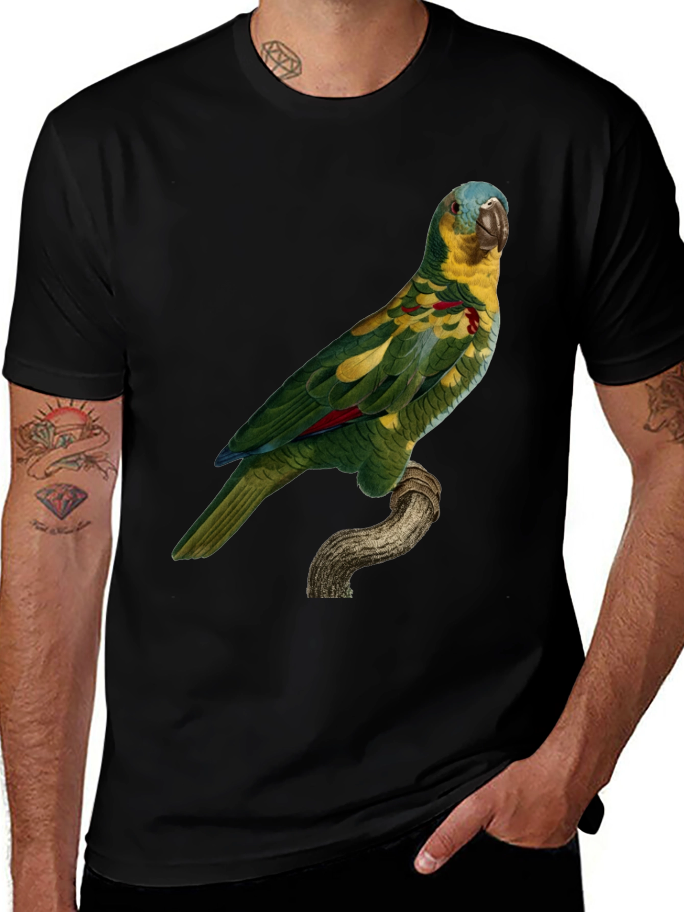 Variant 6 of Parrot Print T-Shirt - Classic Fit, Unique Design