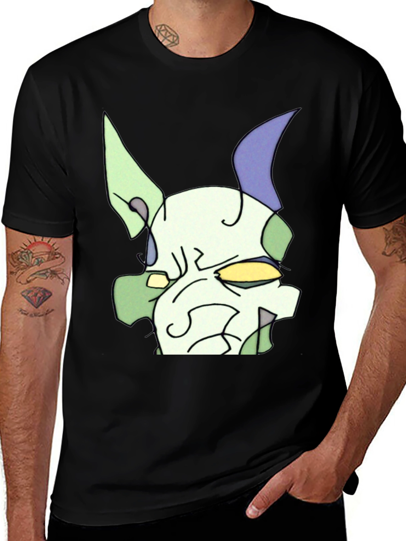 Variant 28 of Abstract Character Graphic Black T-Shirt