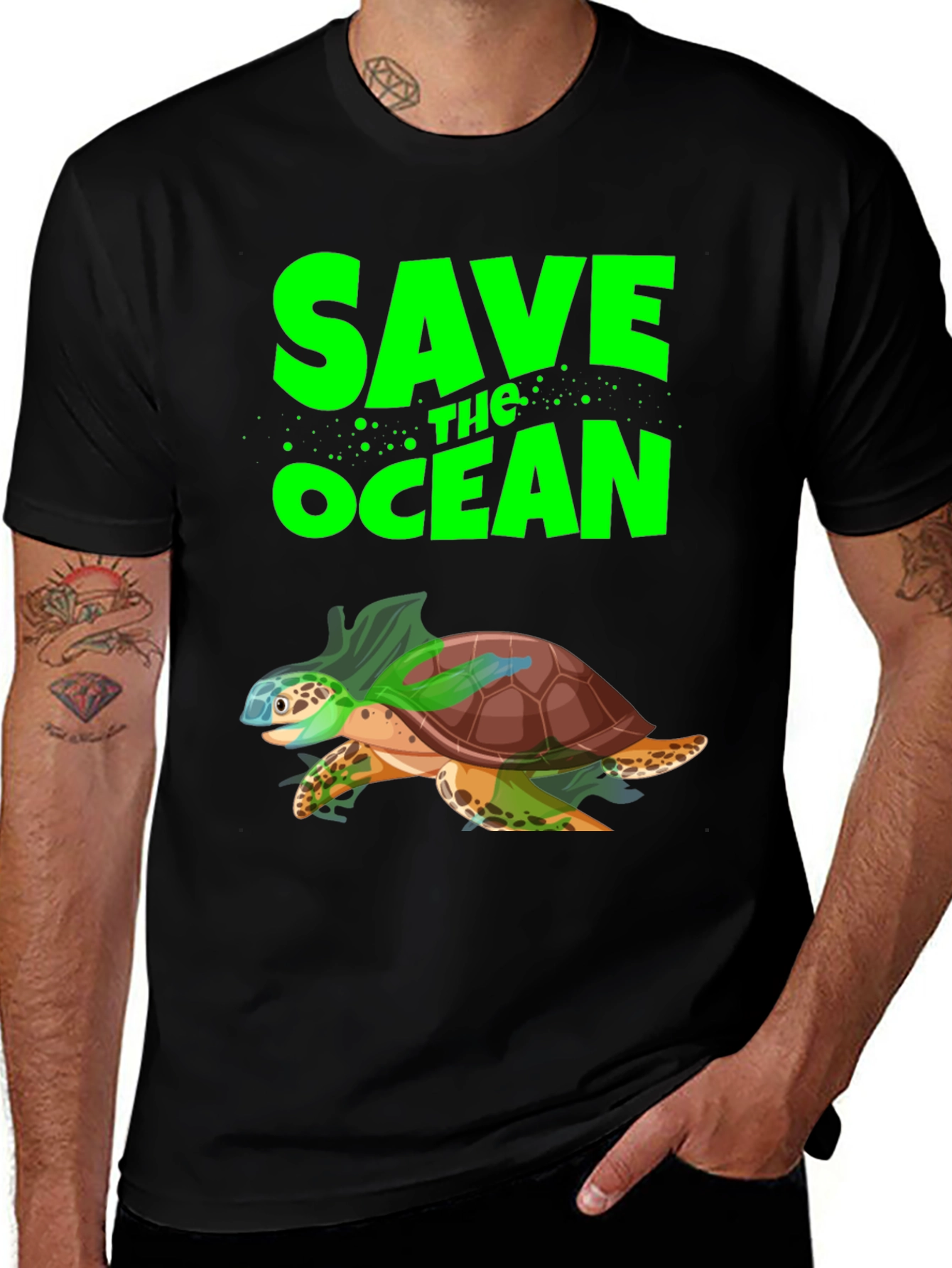 Variant 13 of Save the Ocean Turtle Graphic Tee