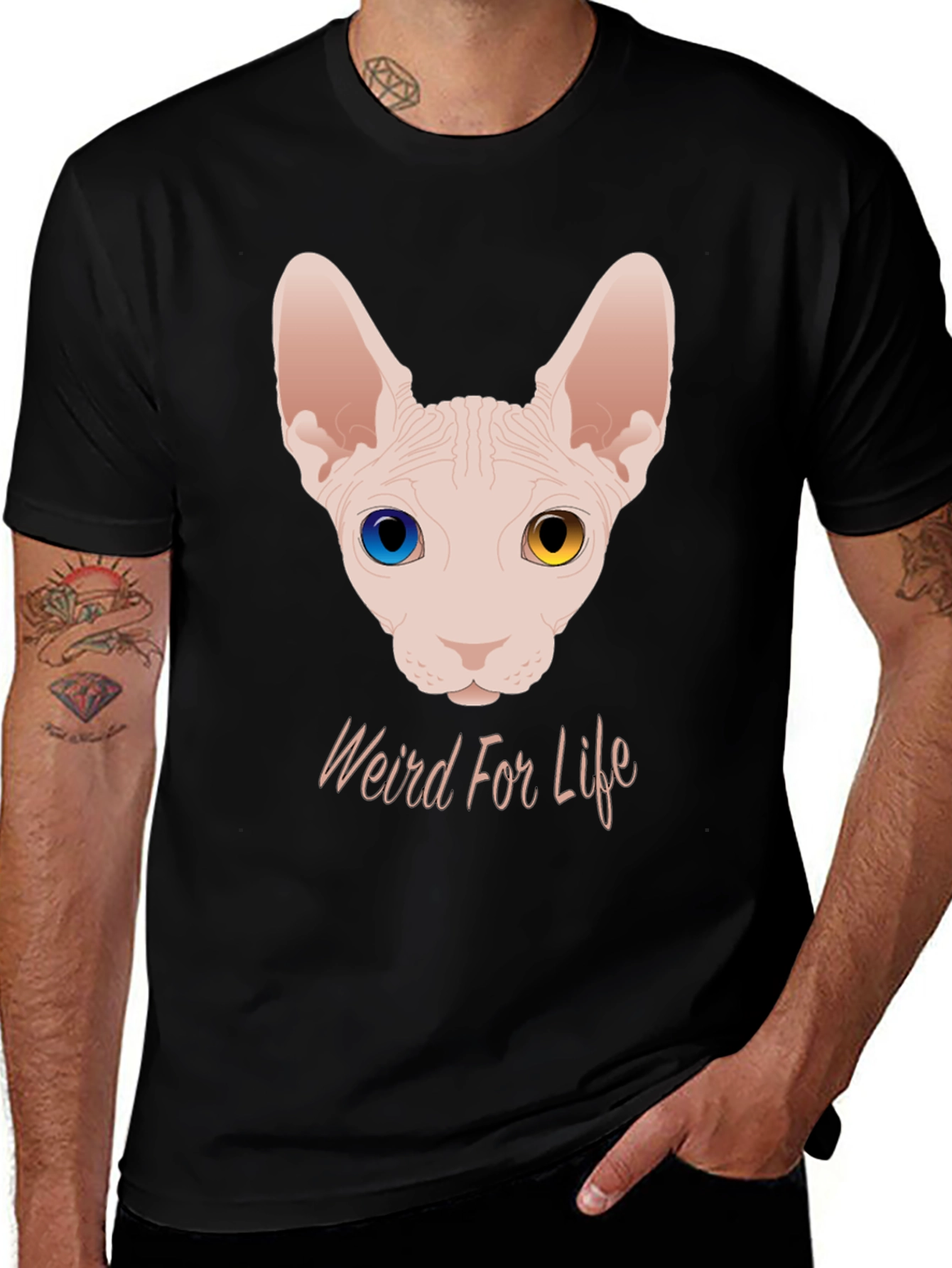 Variant 4 of Weird For Life Heterochromia Cat Graphic Tee