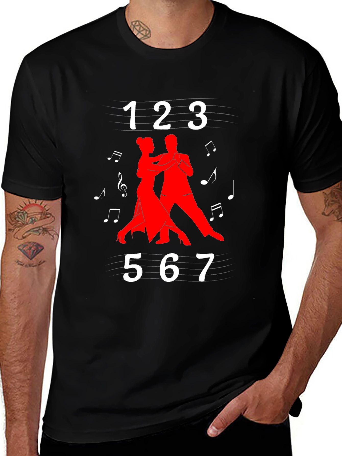 Dance T-Shirt - 1,2,3,5,6,7 Musical Note Tee