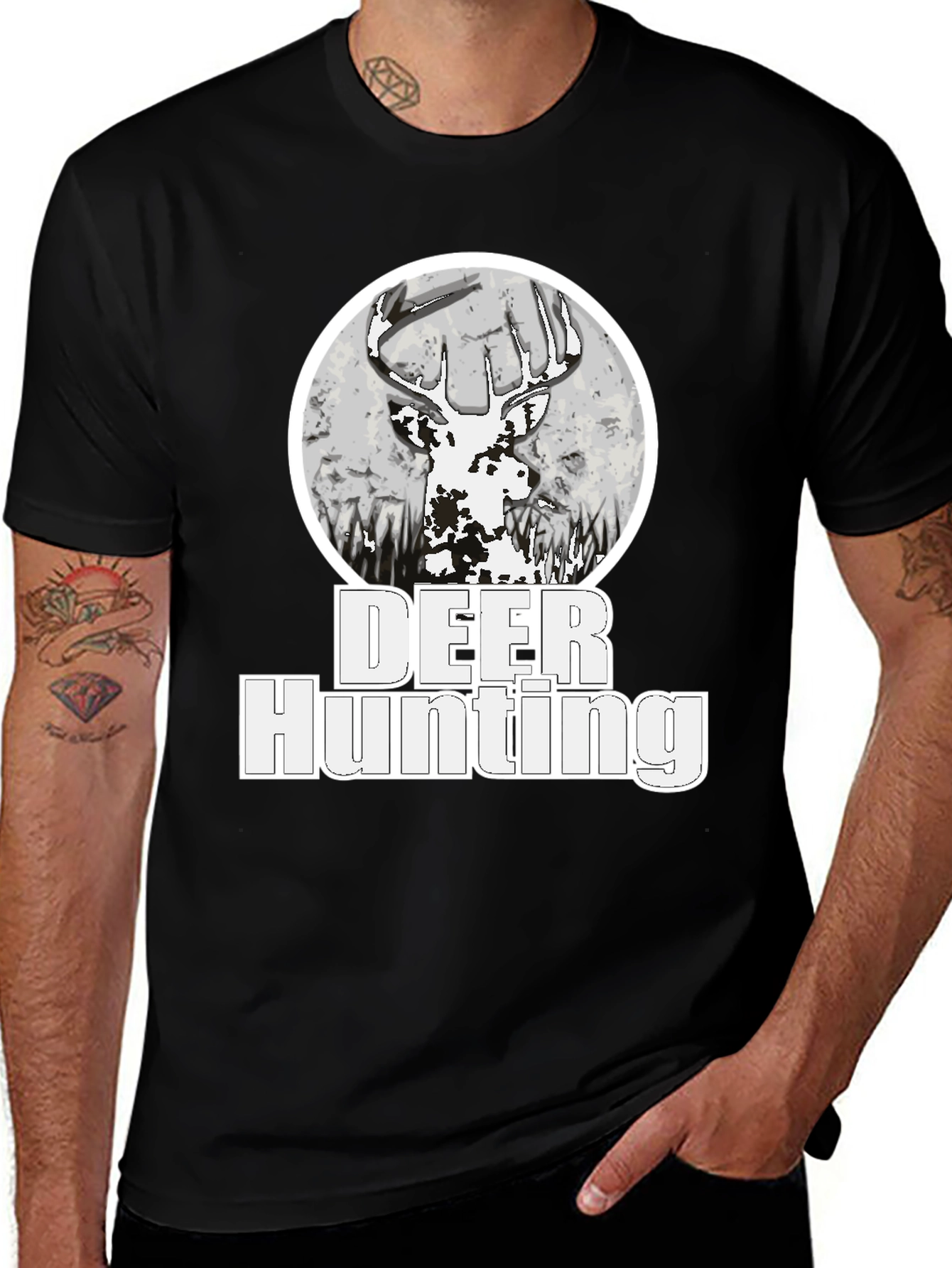 Variant 2 of Deer Hunting Graphic Tee | Men's Black T-Shirt