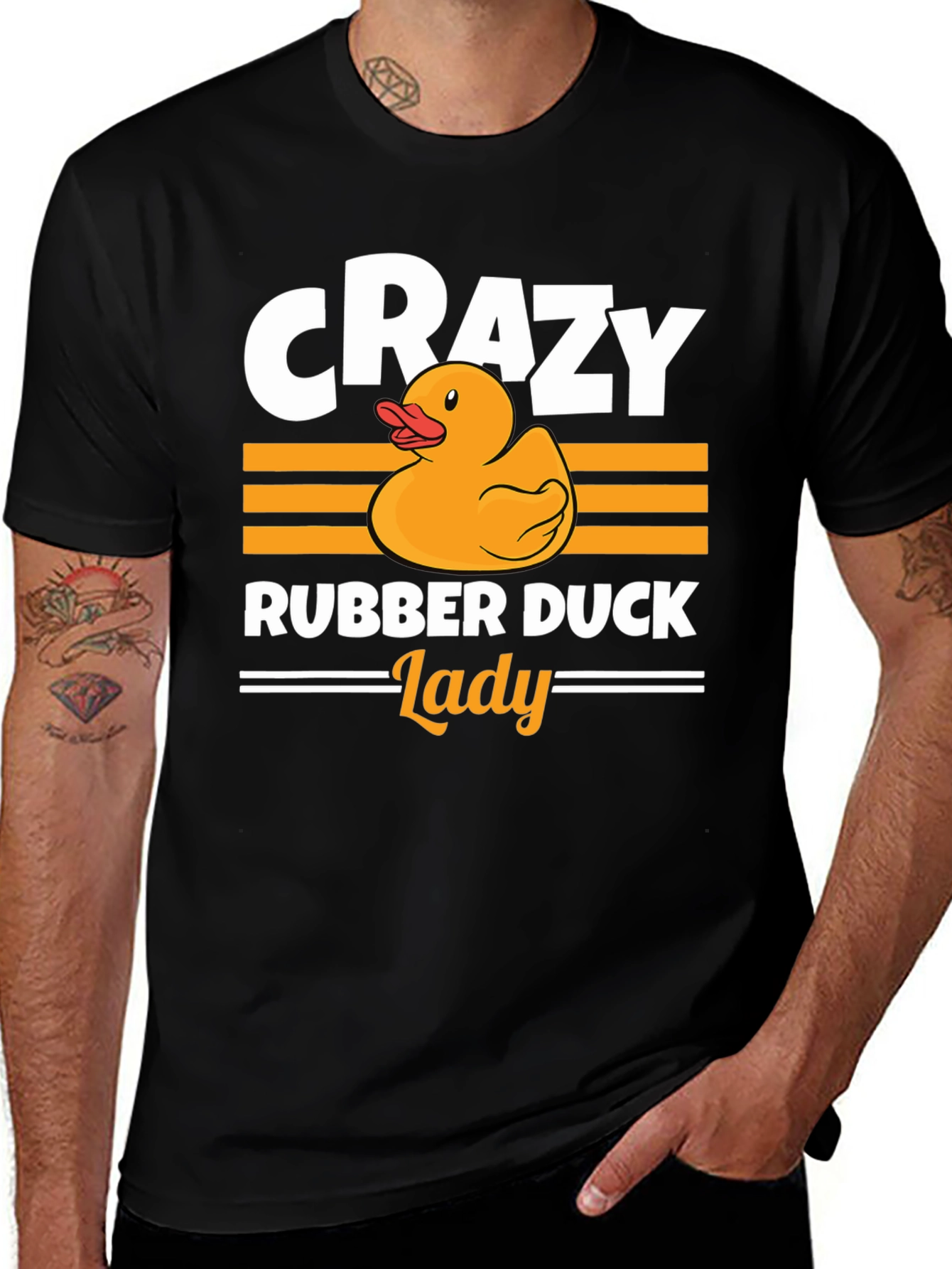 Variant 19 of Crazy Rubber Duck Lady T-Shirt