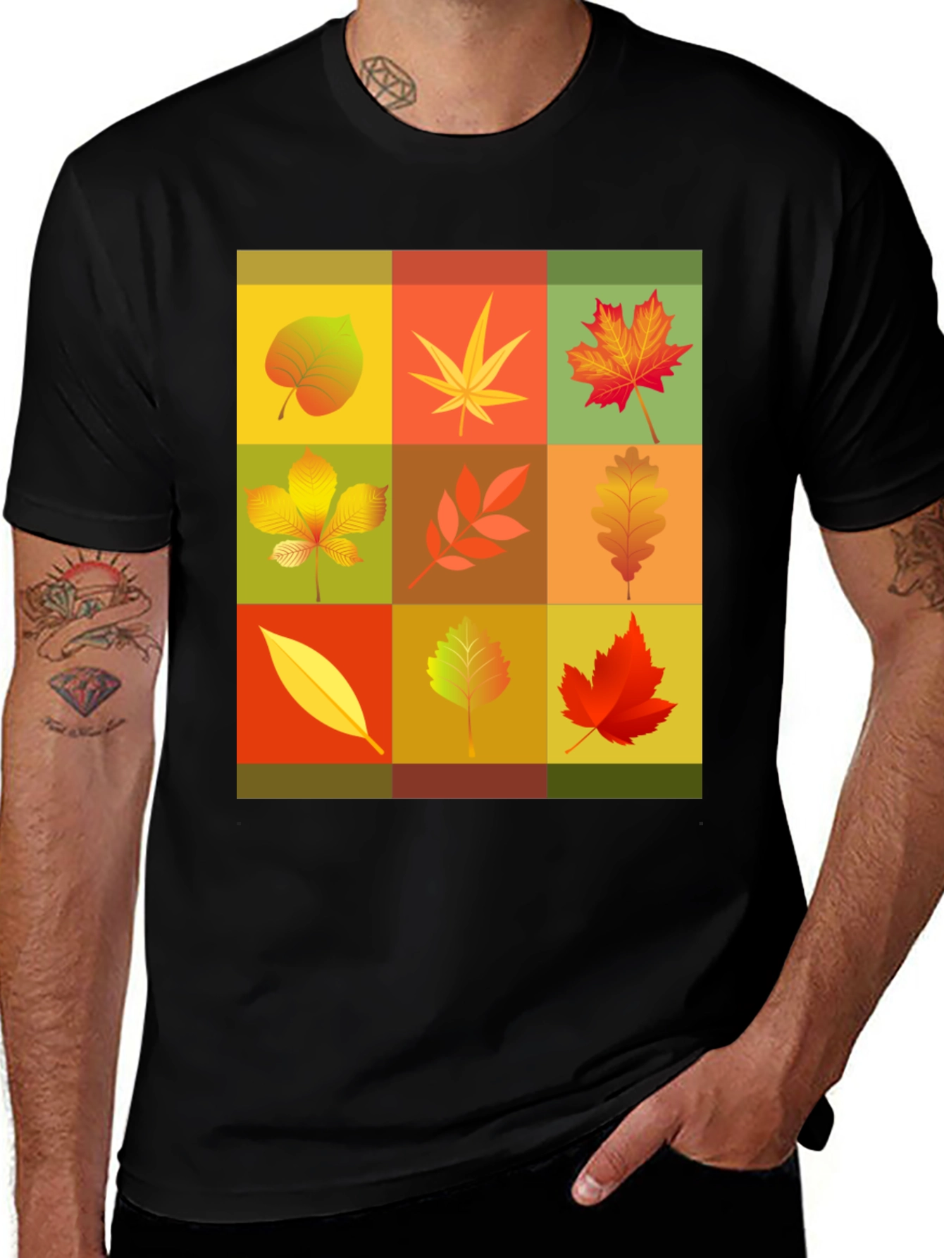 Variant 7 of Autumn Leaves Graphic Tee - Black Unisex T-Shirt