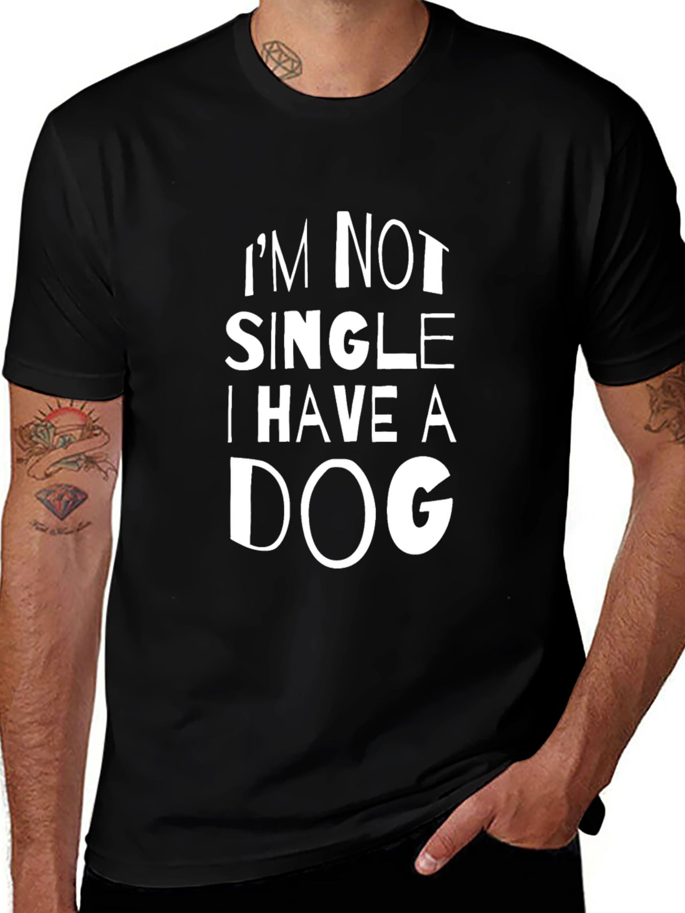 Variant 29 of I'm Not Single I Have A Dog Black Graphic T-Shirt