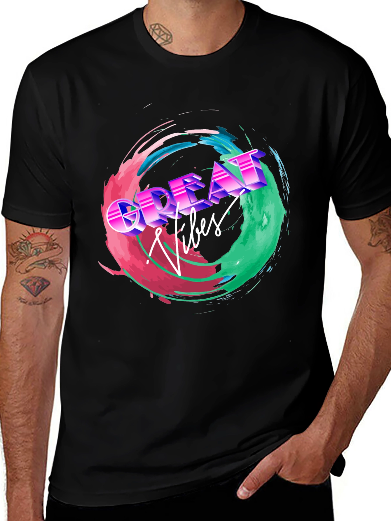 Variant 19 of Great Vibes Graphic Tee - Retro Style