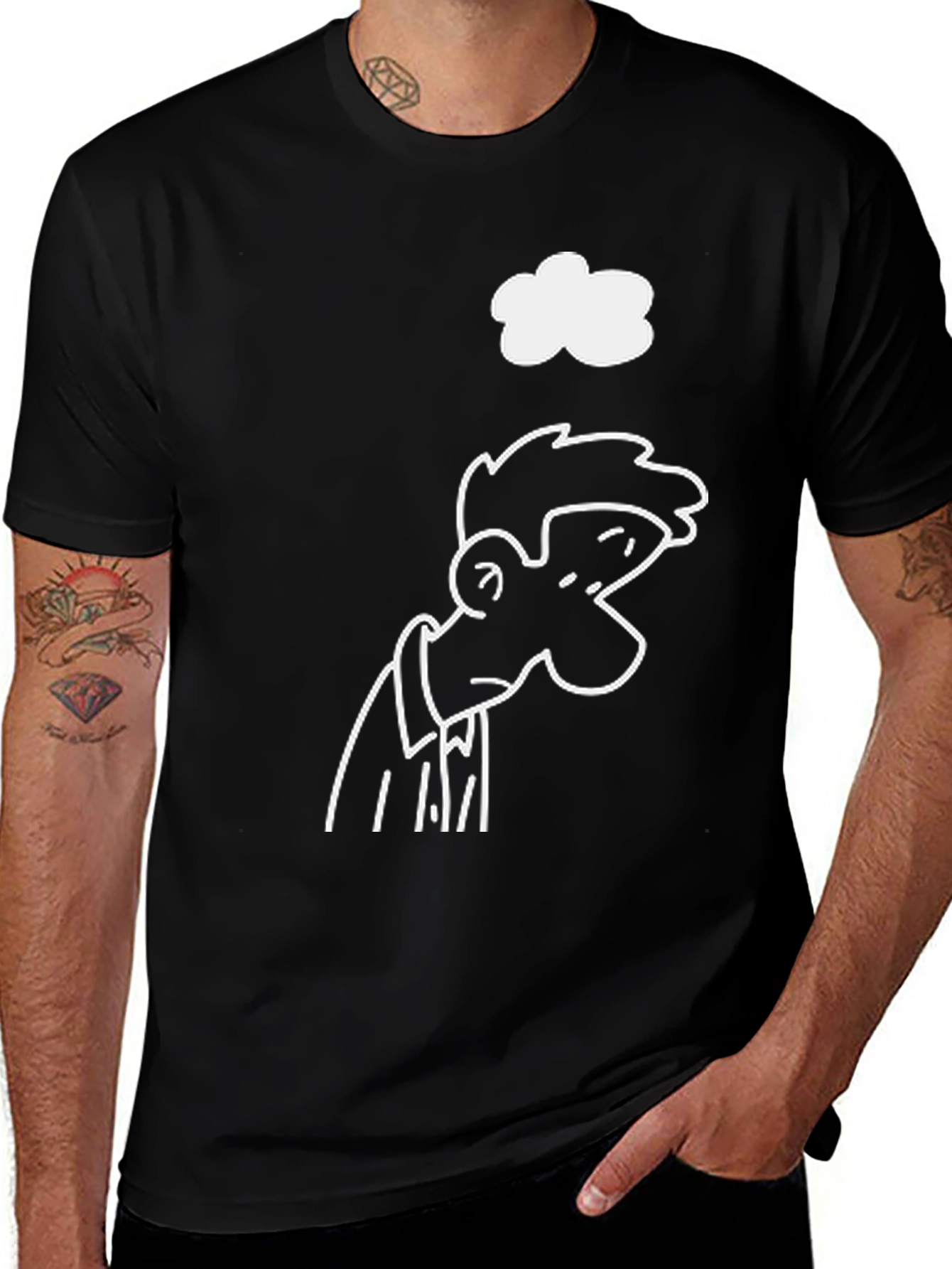 Variant 12 of Cartoon Thought Bubble T-Shirt - Black