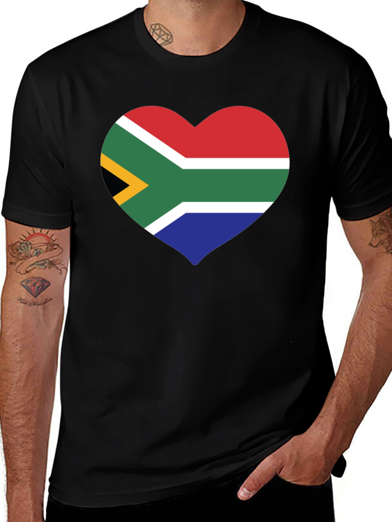 Variant 26 of South Africa Flag Heart Graphic T-Shirt
