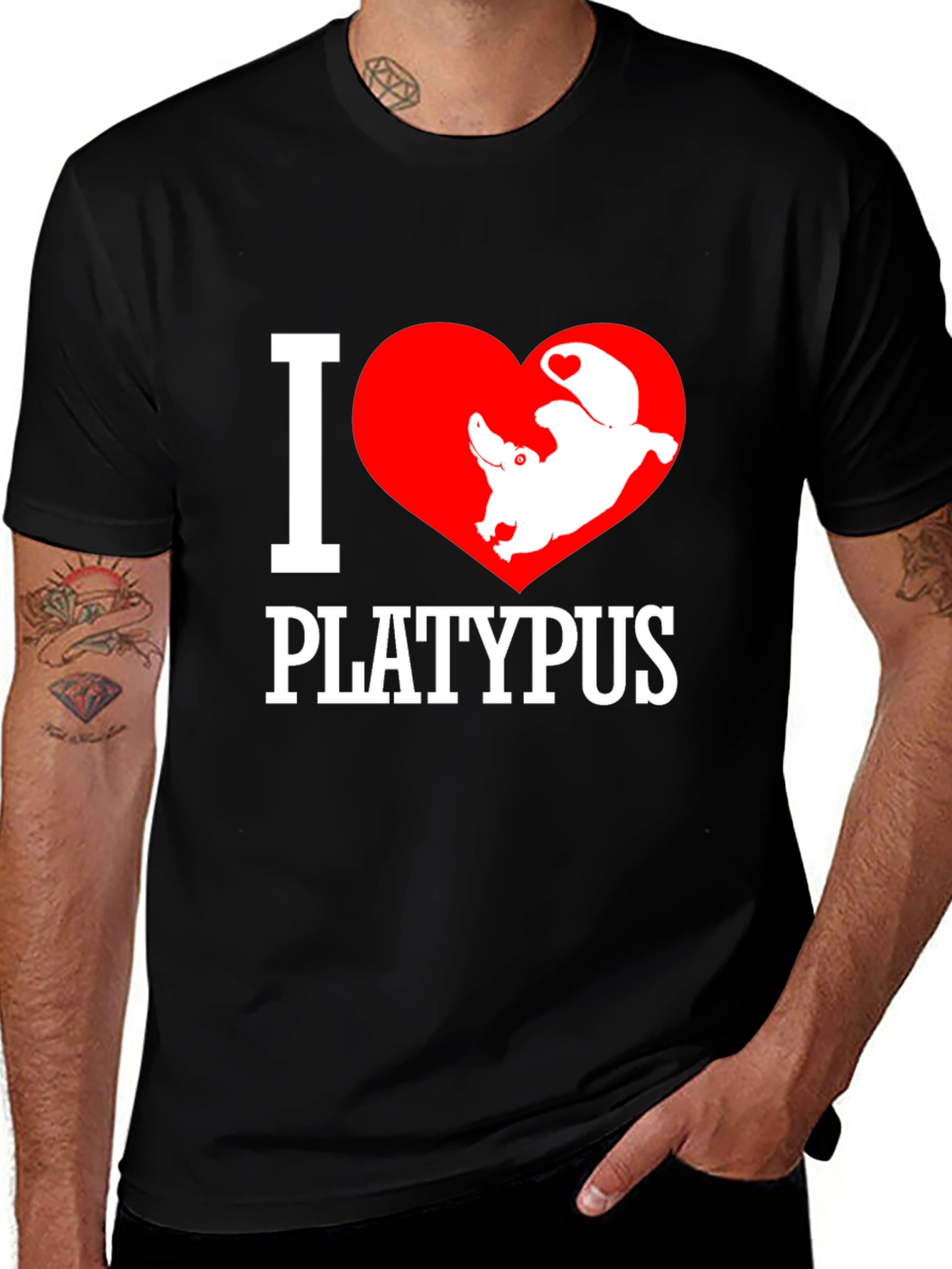 Variant 4 of I Love Platypus Black T-Shirt