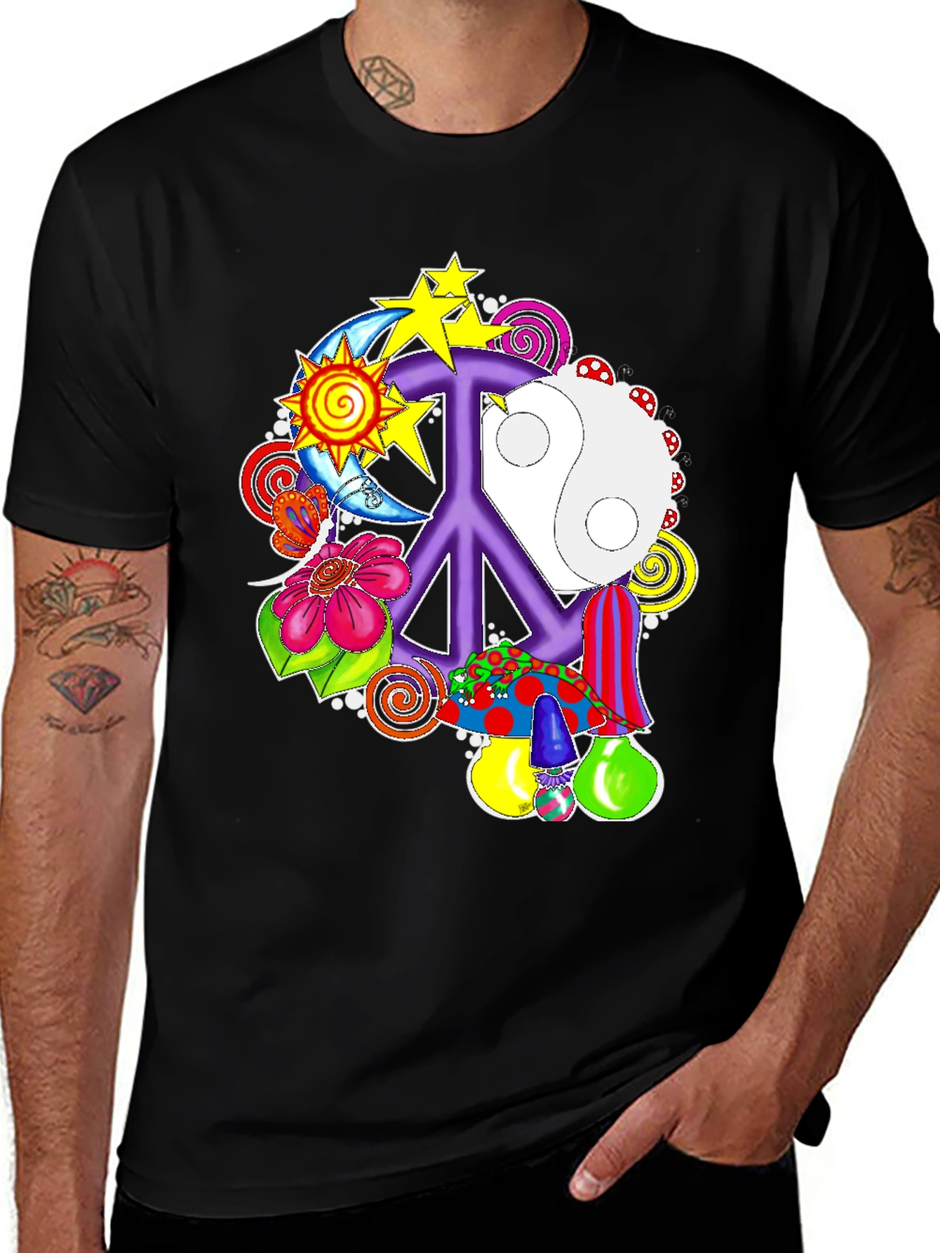 Variant 18 of Peace Sign Psychedelic Graphic Tee