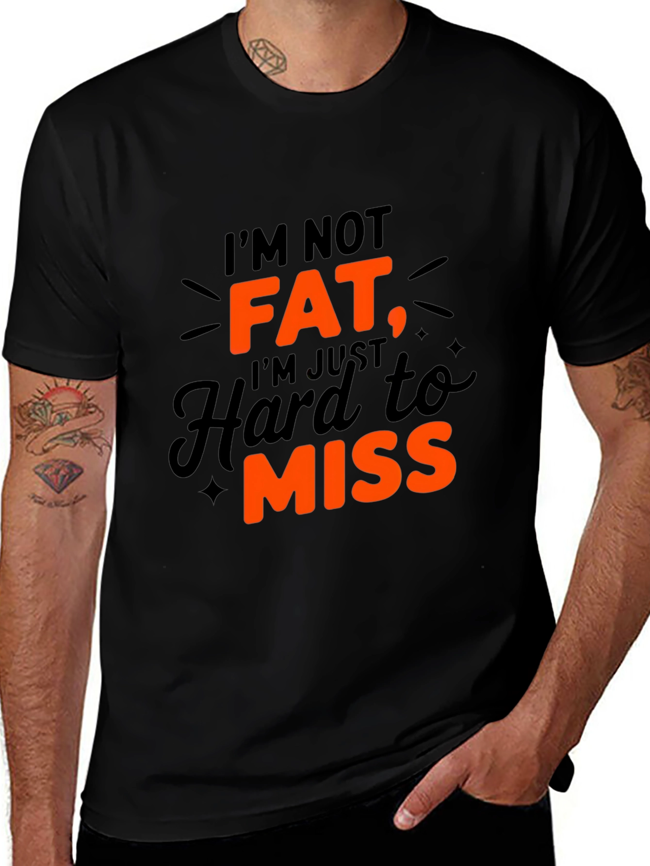 Variant 30 of Funny "Hard to Miss" Black Graphic Tee for Men