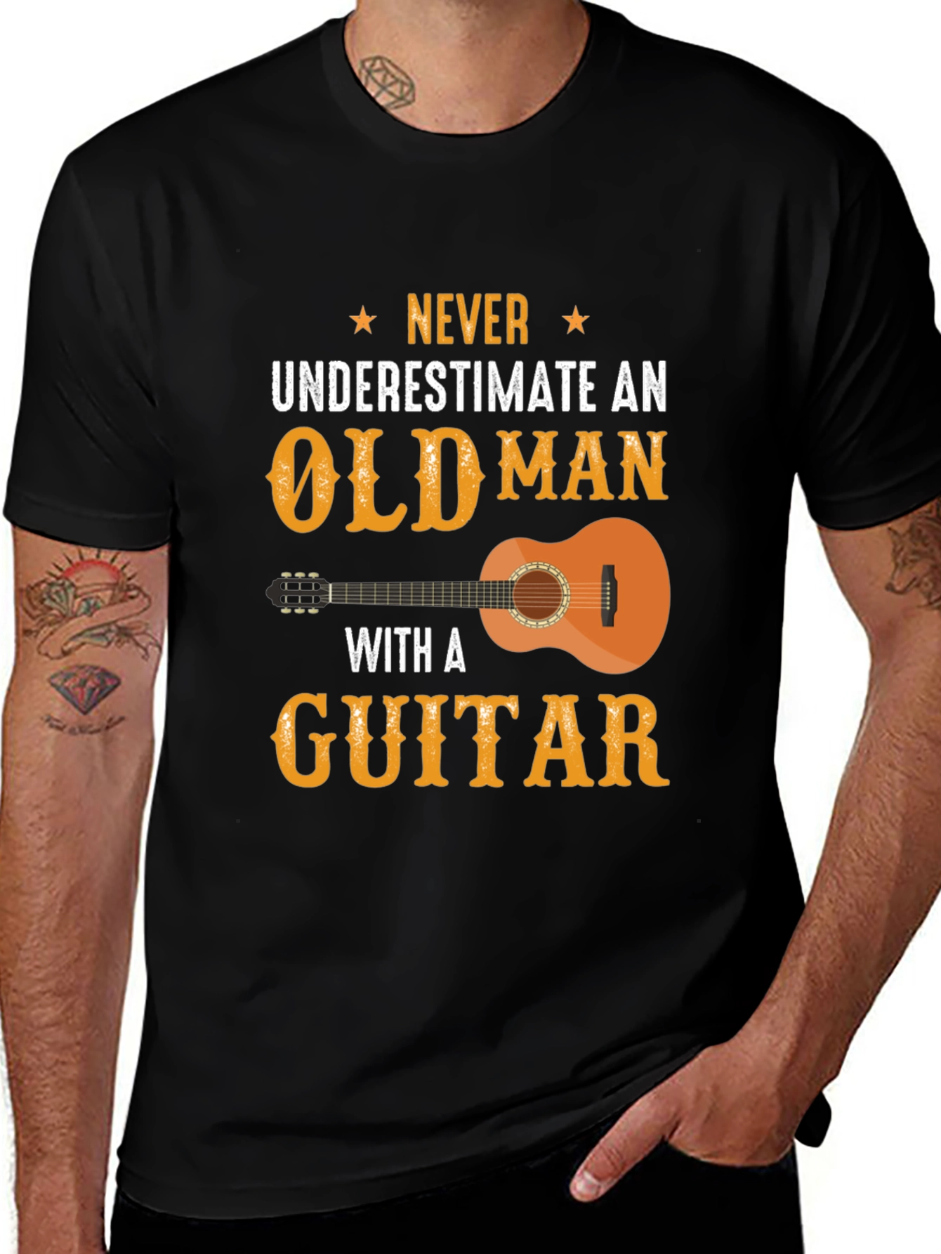 Variant 11 of Never Underestimate Old Man with Guitar Graphic Tee