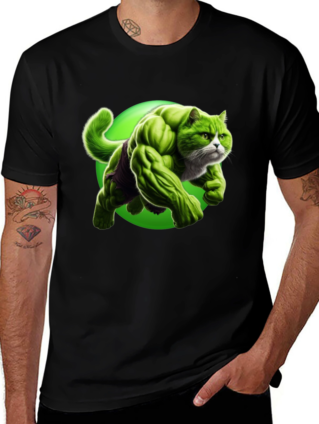 Variant 18 of Hulk Cat Graphic T-Shirt - Funny Superhero Tee