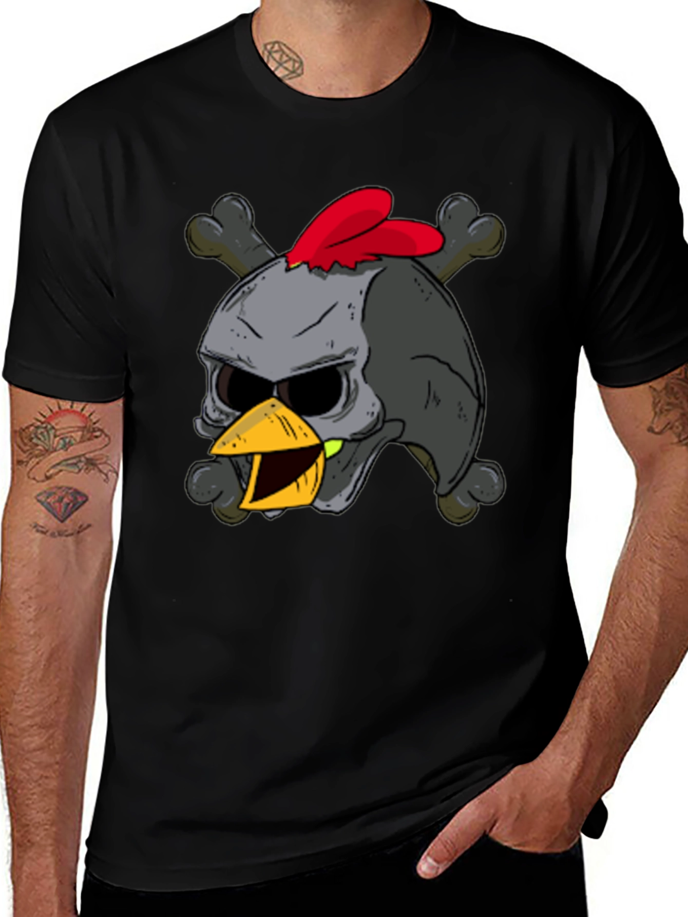 Skull Chicken Graphic T-Shirt - Dark Humor Tee