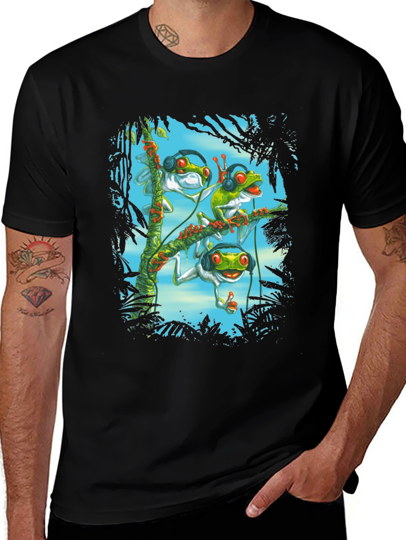 Variant 14 of Cool Frog DJ Graphic T-Shirt