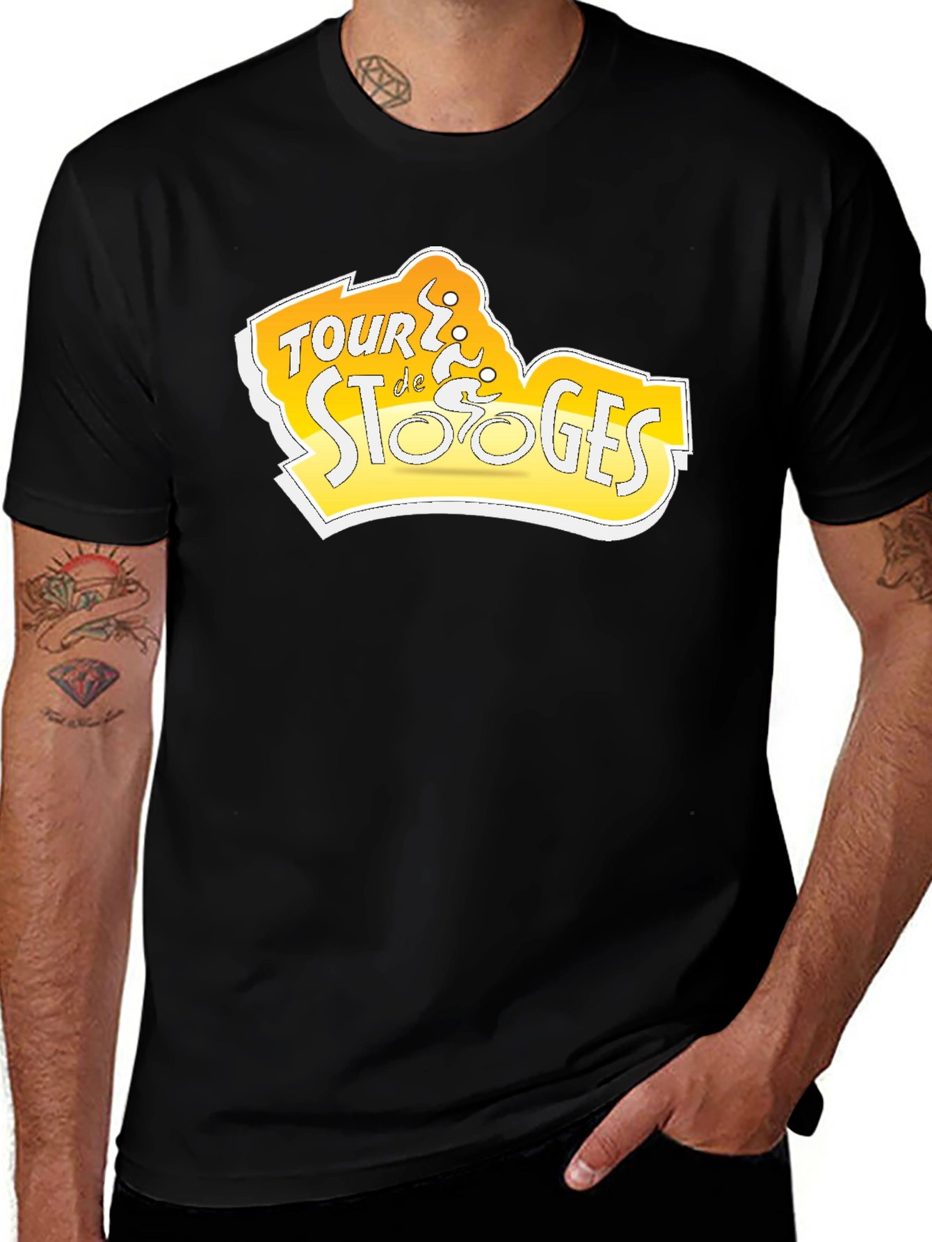 Variant 11 of Tour de Stooges Black Cotton T-Shirt