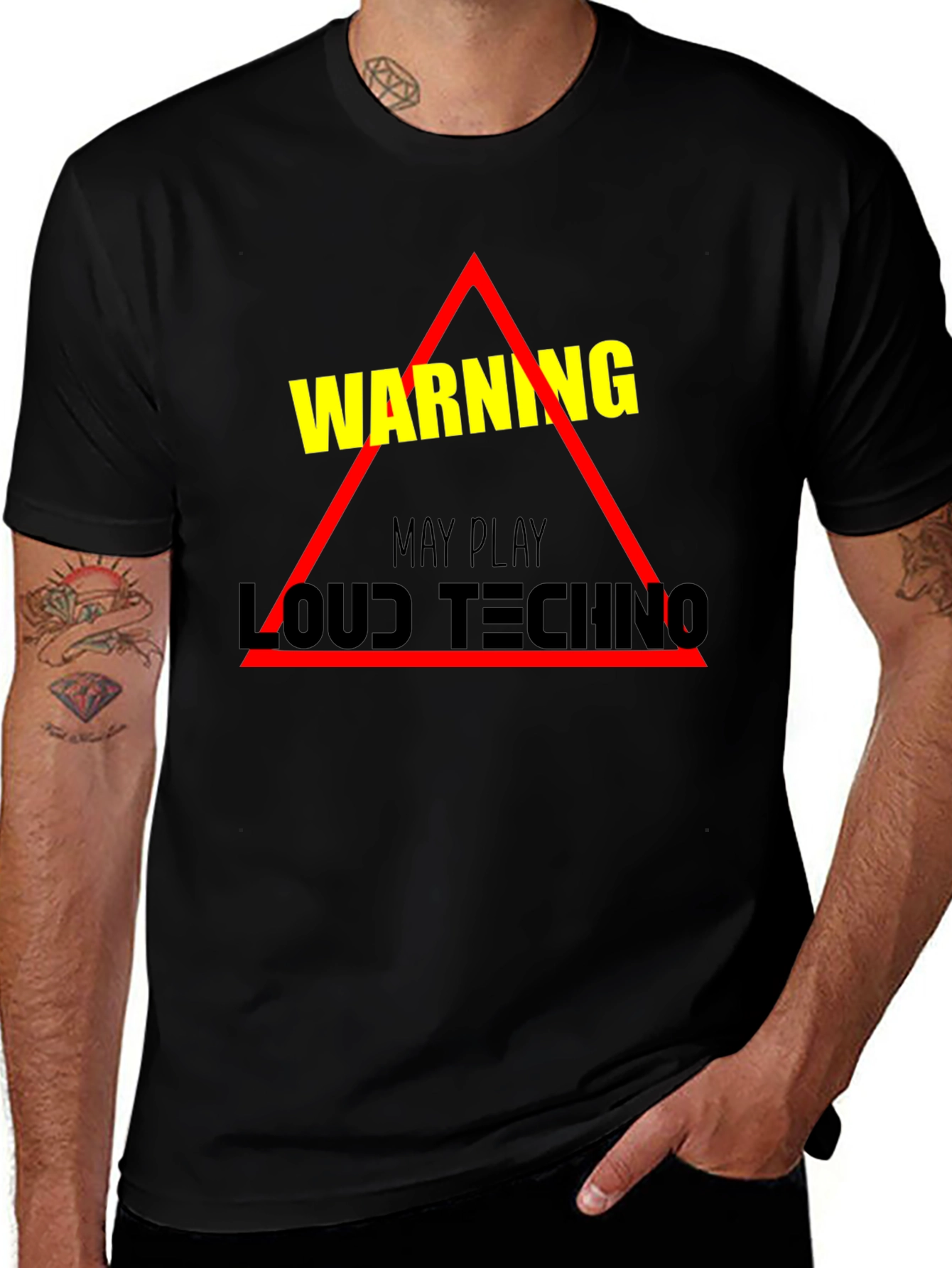 Variant 16 of Warning Loud Techno Music T-Shirt