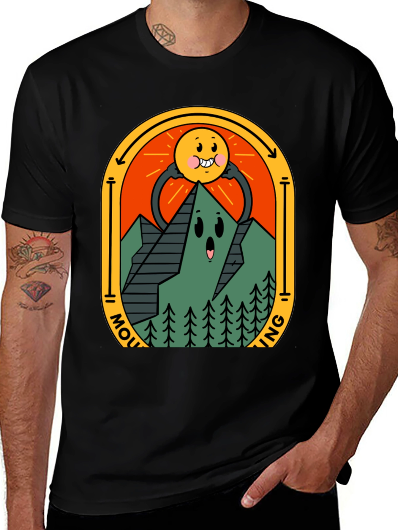 Mountaineering Cartoon Graphic T-Shirt