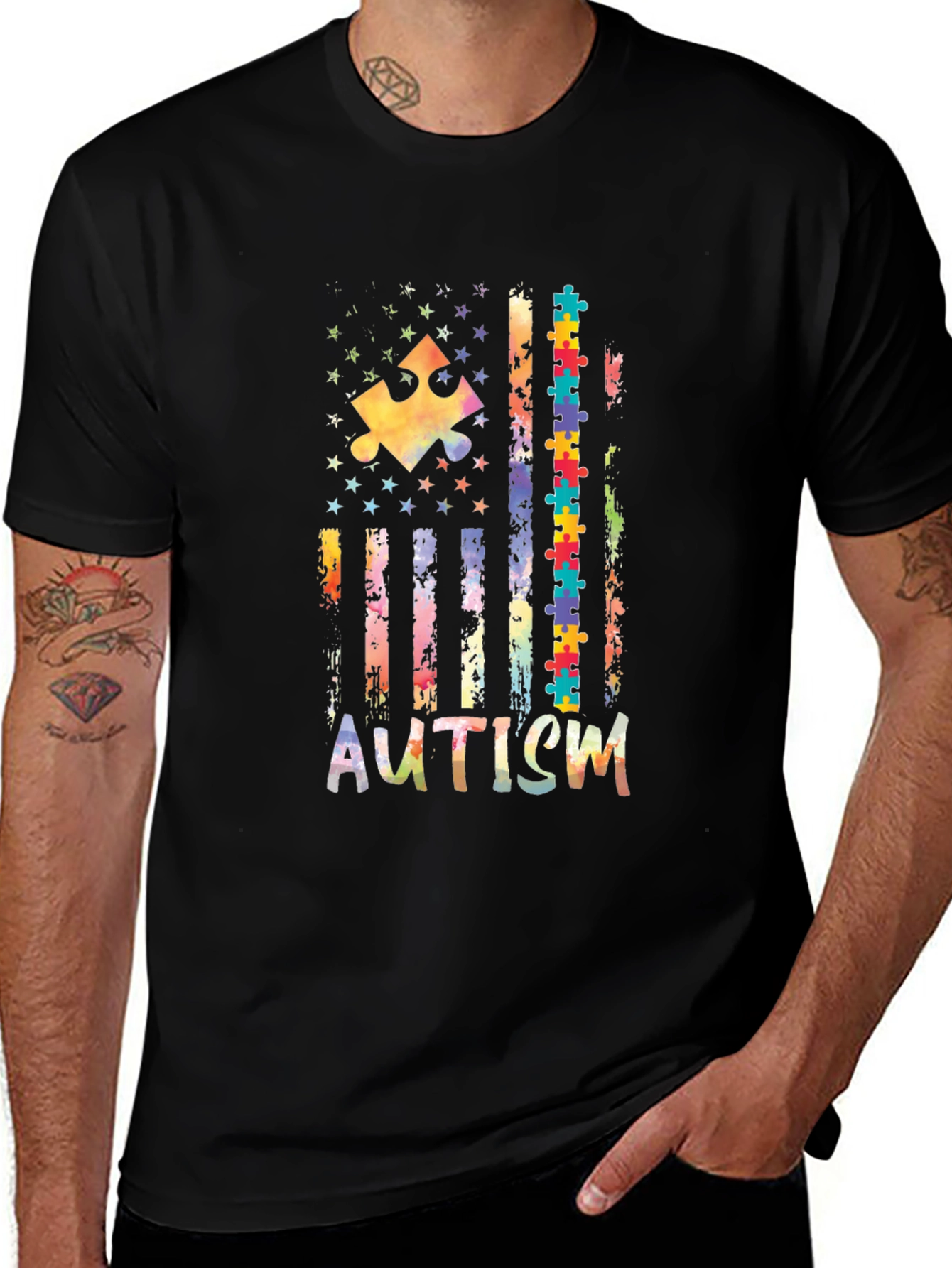 Variant 14 of Autism Awareness Flag Graphic Tee