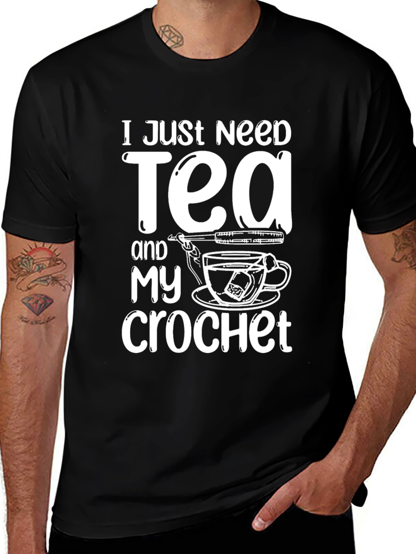 Variant 15 of Tea and Crochet T-Shirt - Cozy Hobby Tee