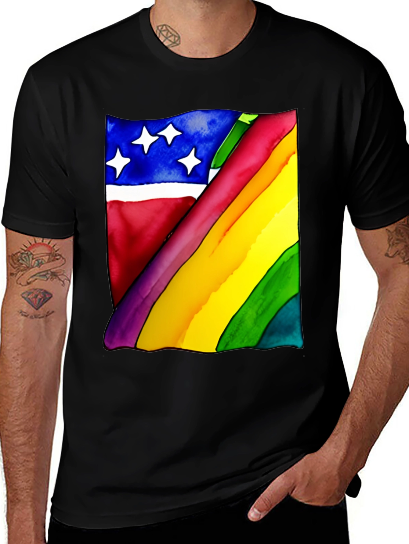 Black Rainbow Flag Graphic Tee - Unisex Black Shirt main image