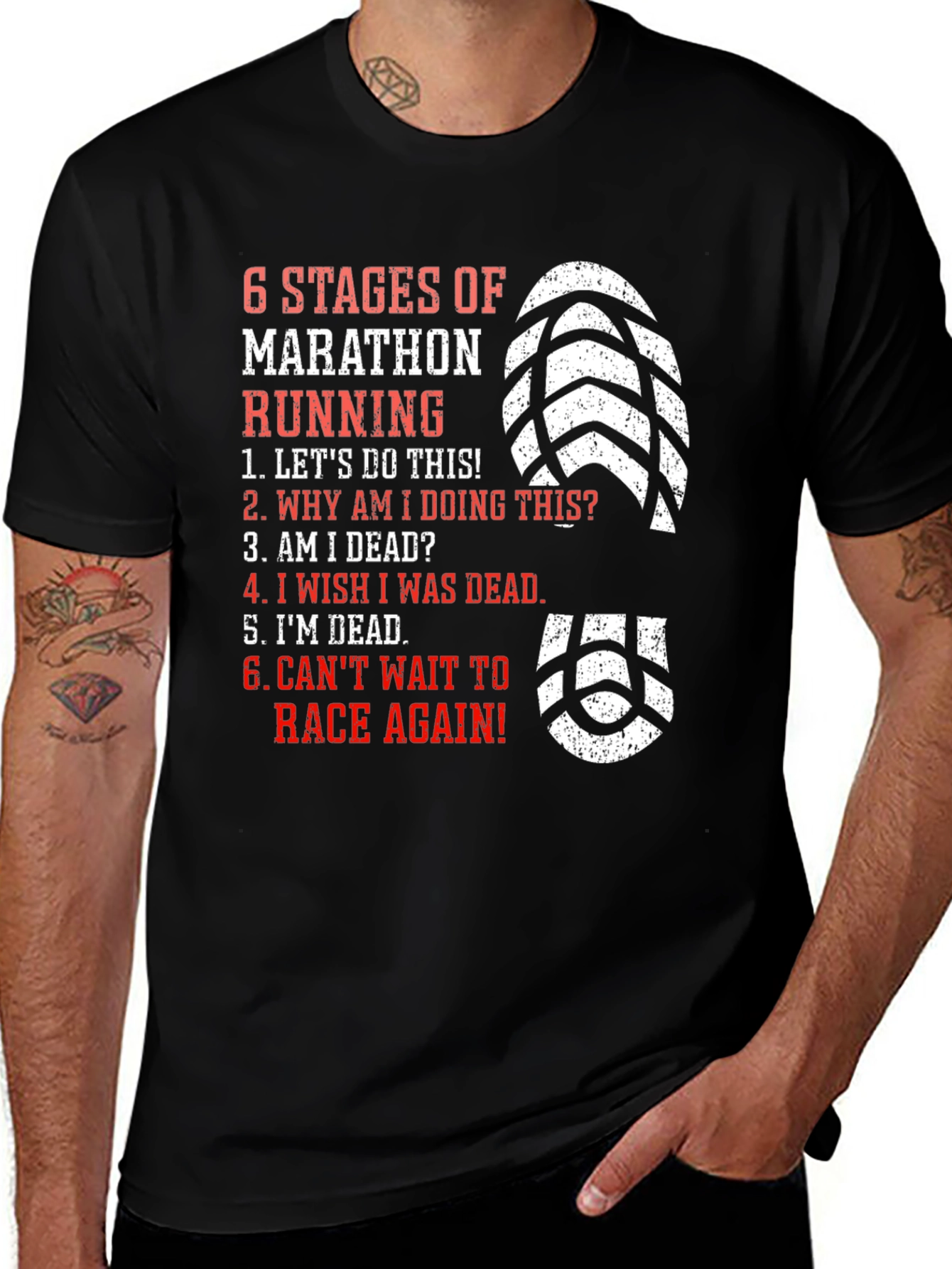 Variant 27 of Marathon Running 6 Stages Graphic T-Shirt