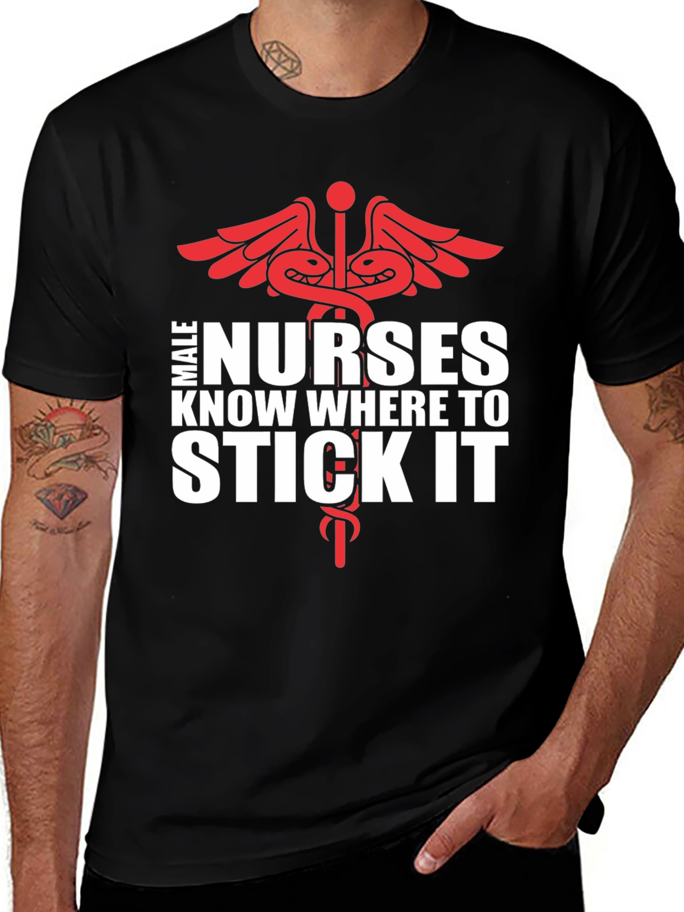 Variant 5 of Male Nurse T-Shirt - Know Where To Stick It - Novelty Gift