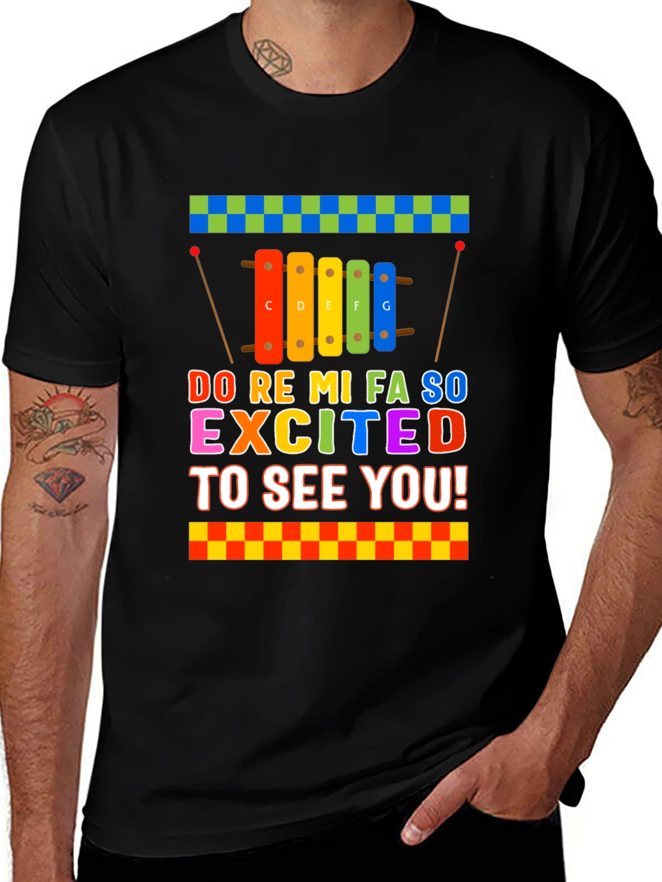 Variant 9 of Musical T-Shirt: Do Re Mi Fa So Excited to See You!