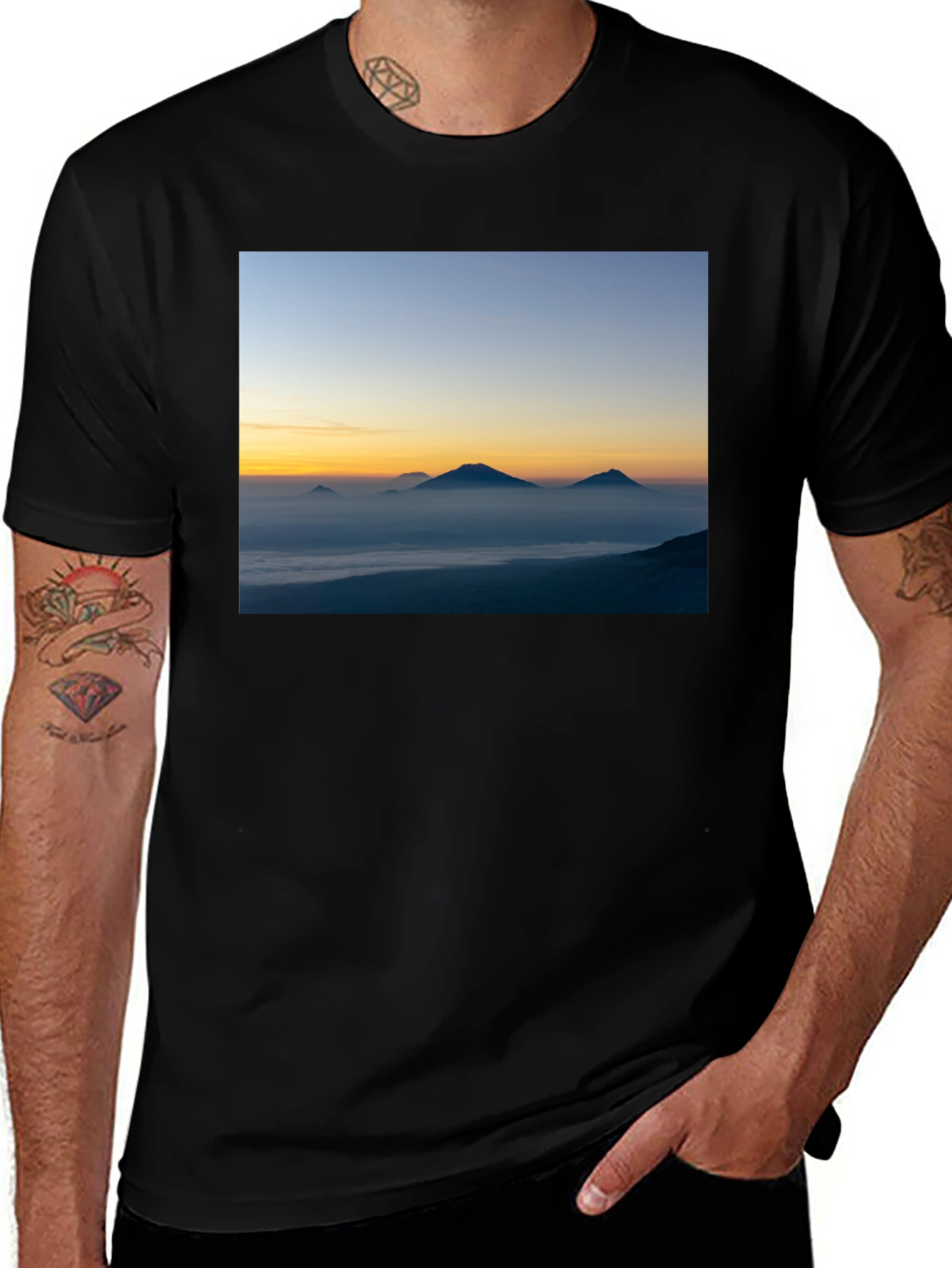 Variant 21 of Mountain Vista Graphic Tee - Black Cotton Blend