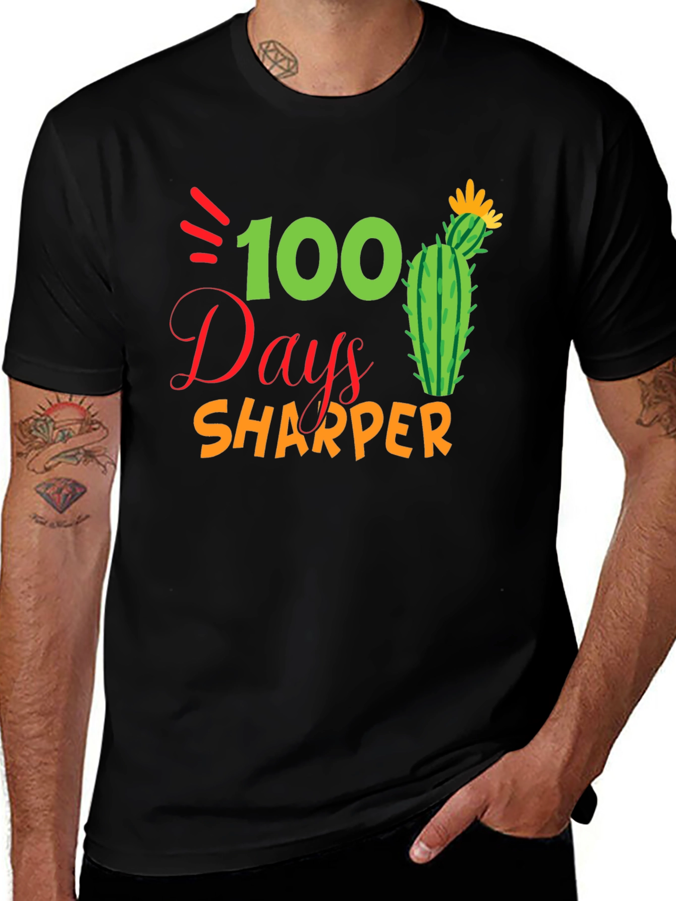 100 Days Sharper Black Graphic Tee
