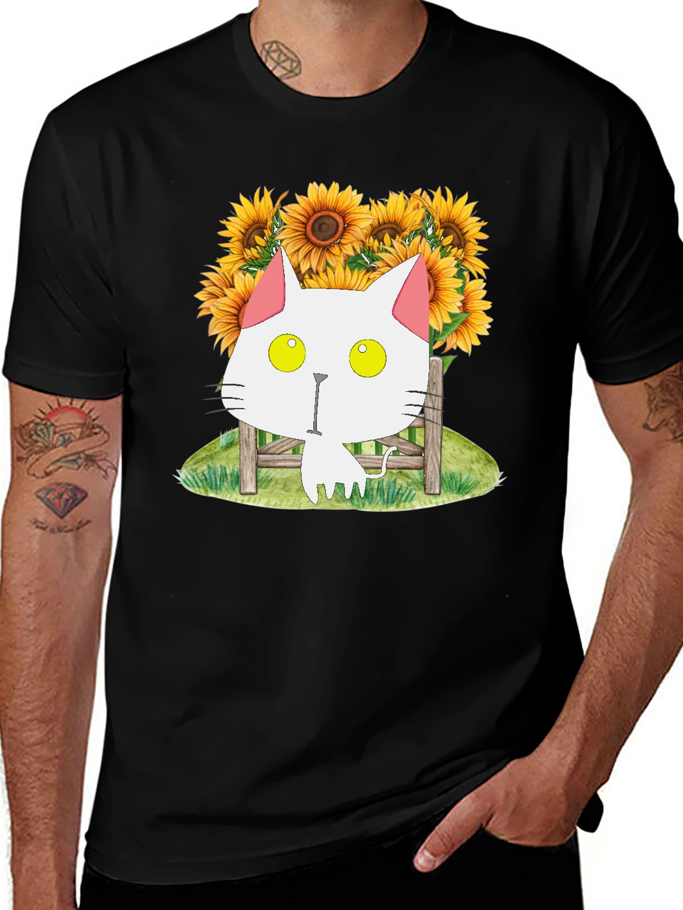 Variant 9 of Cat and Sunflower Graphic T-Shirt