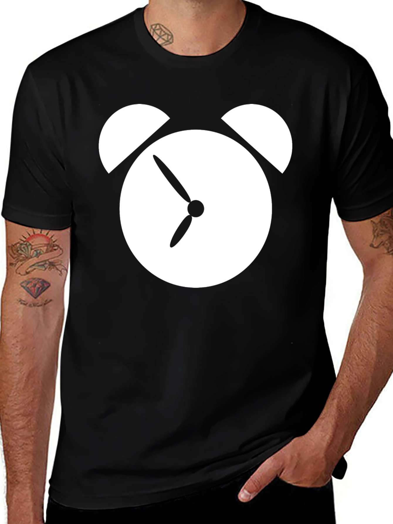 Variant 17 of Alarm Clock Graphic Tee - Black Cotton T-Shirt
