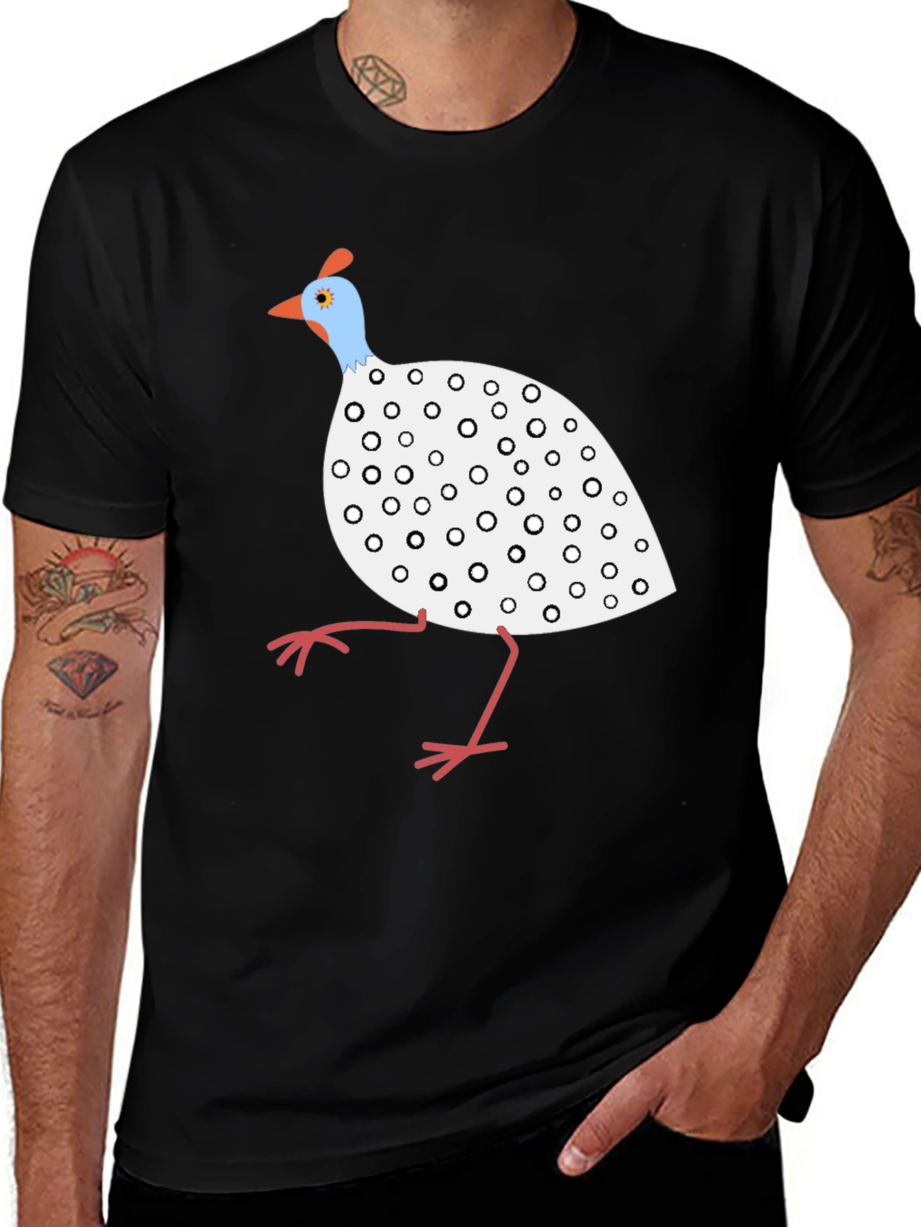 Variant 19 of Guinea Fowl Graphic Tee - Unique Bird Design