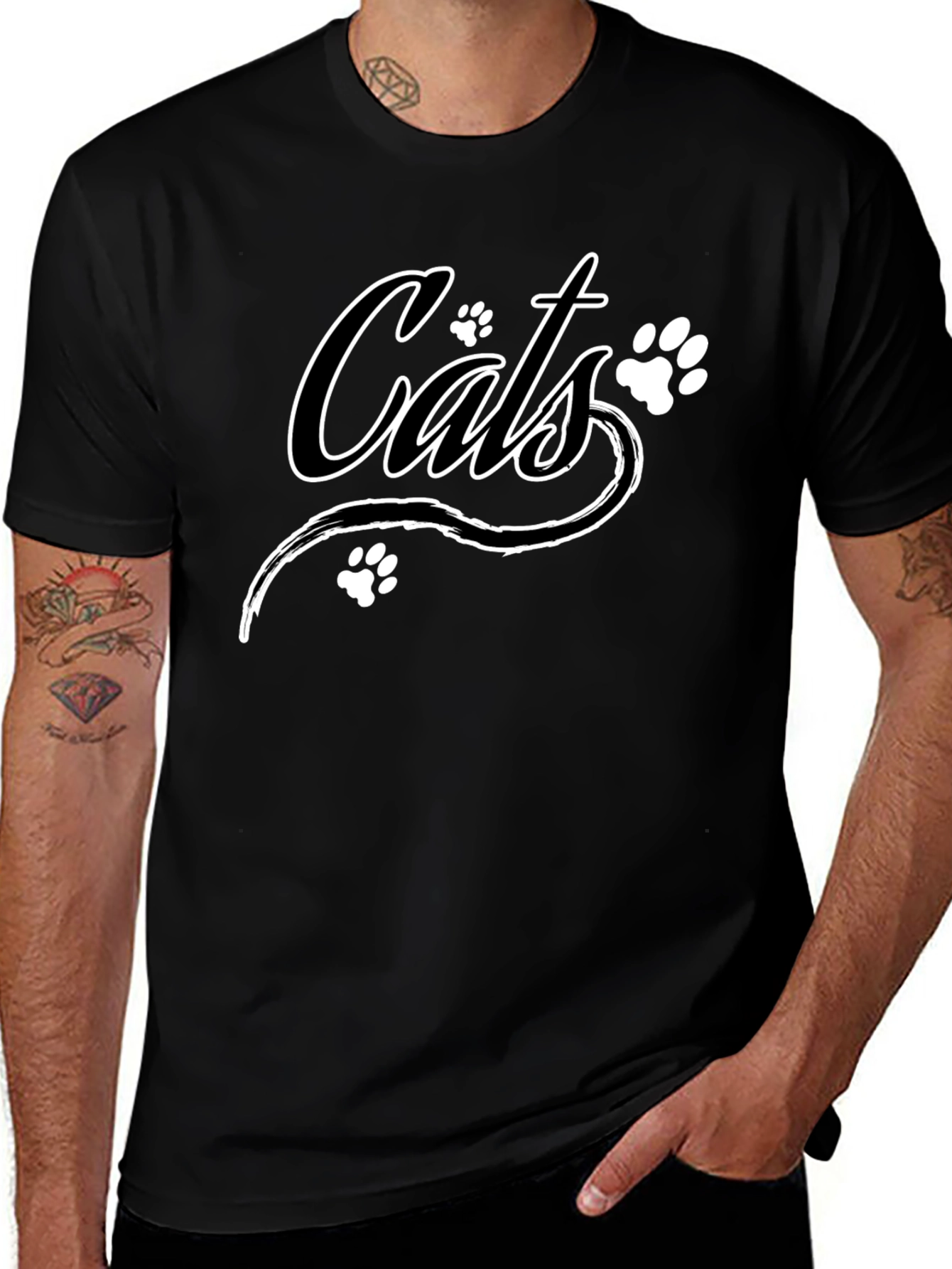 Variant 24 of Cats Paw Print T-Shirt - Unisex Black Tee