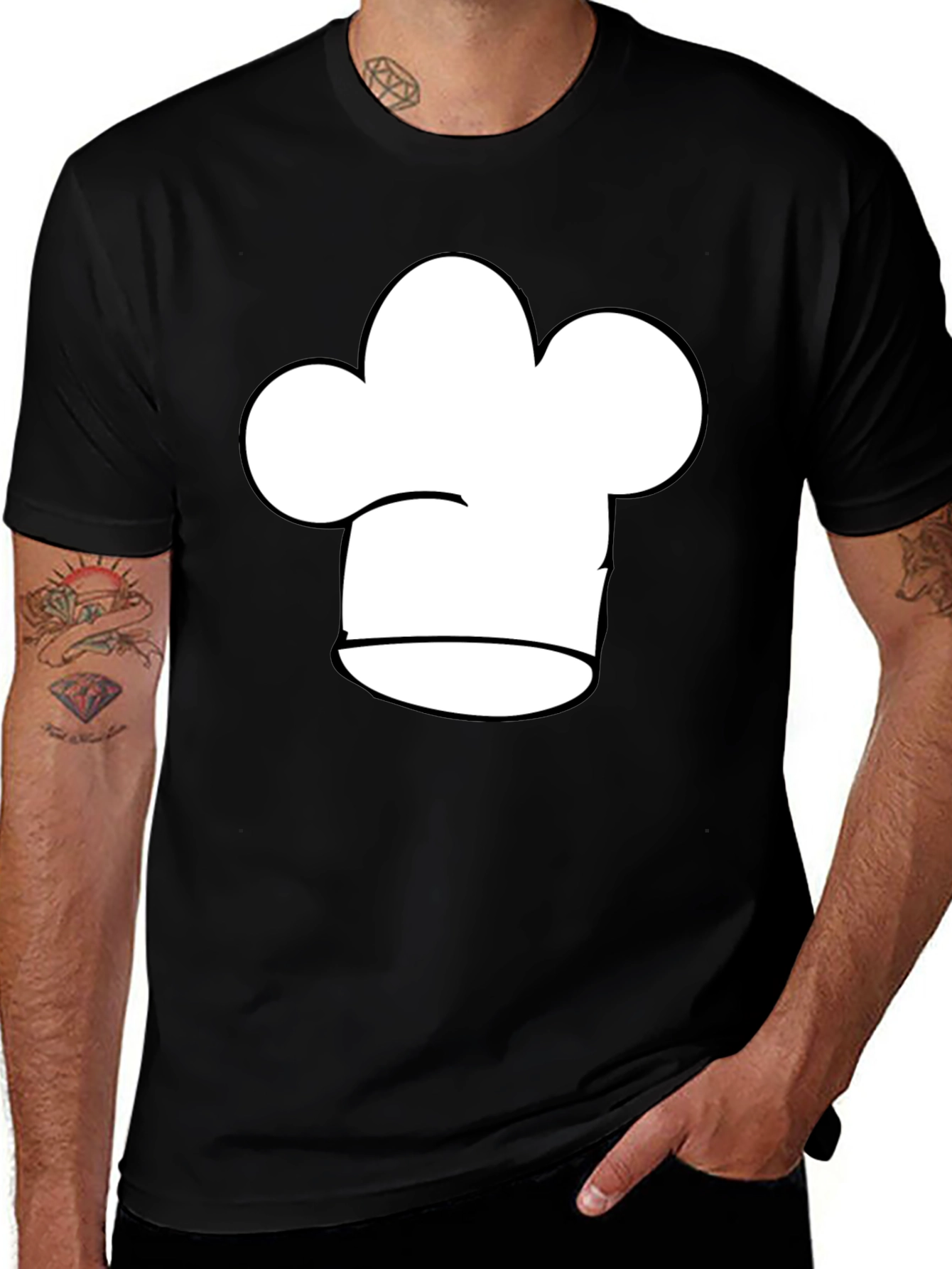 Variant 9 of Chef Hat Graphic Tee - Black Cotton T-Shirt