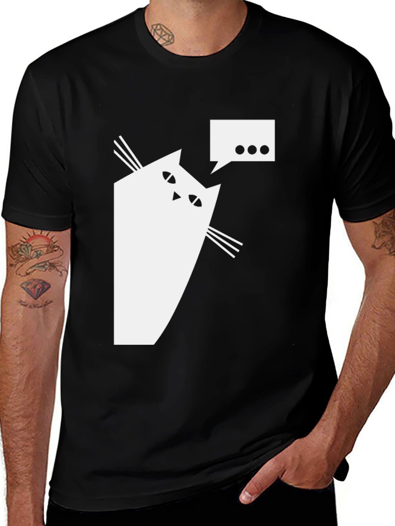 Variant 3 of Geometric Cat T-Shirt - Minimalist Design