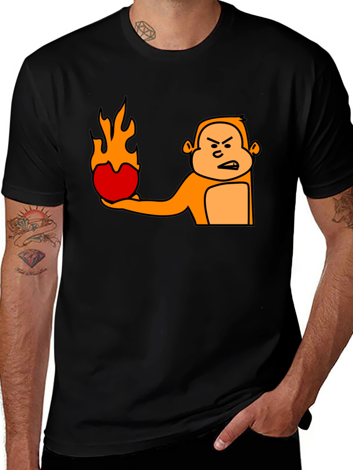 Angry Monkey Fireball Graphic T-Shirt