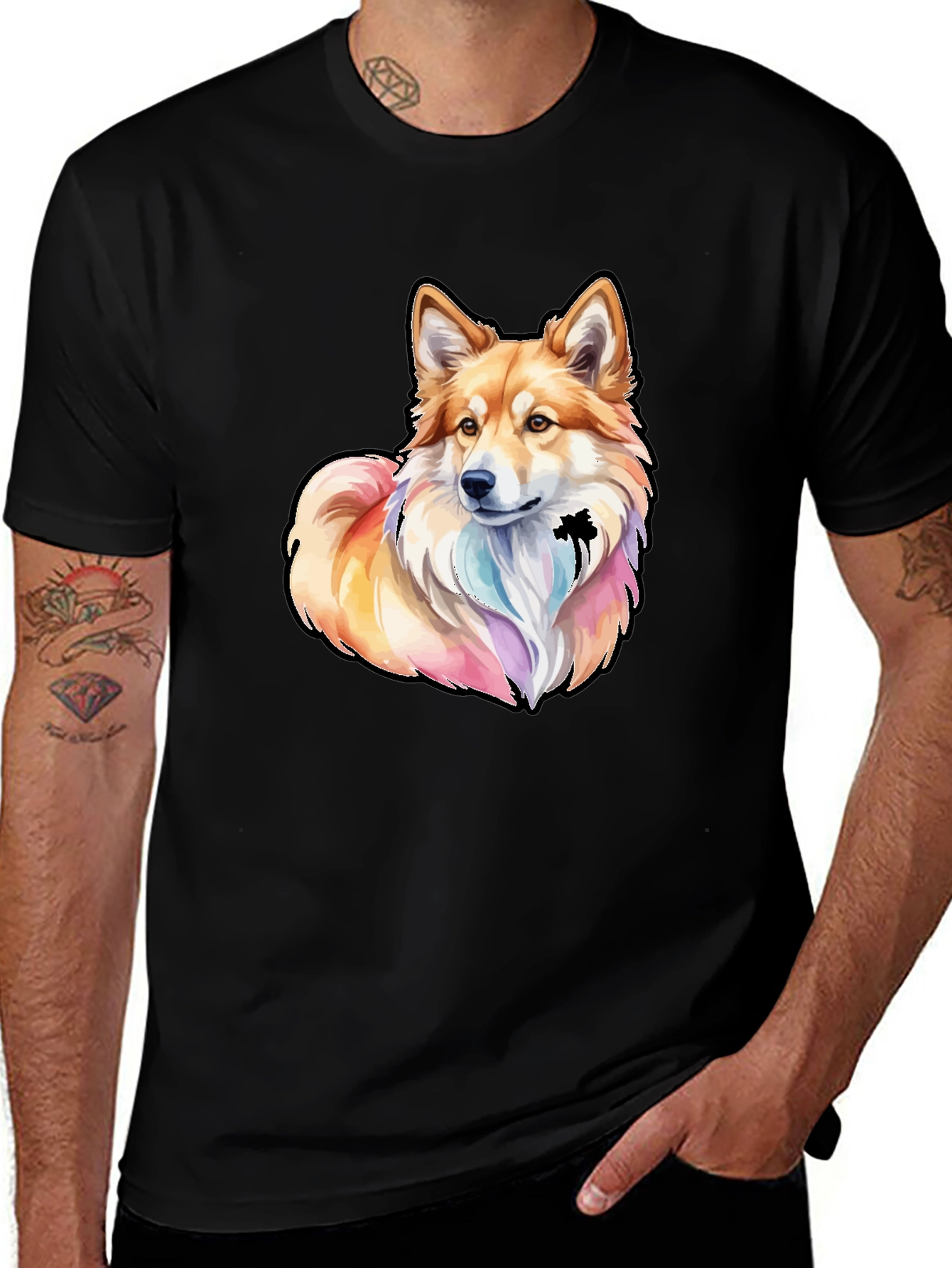 Variant 28 of Dog Graphic Tee - Unique Watercolor Style