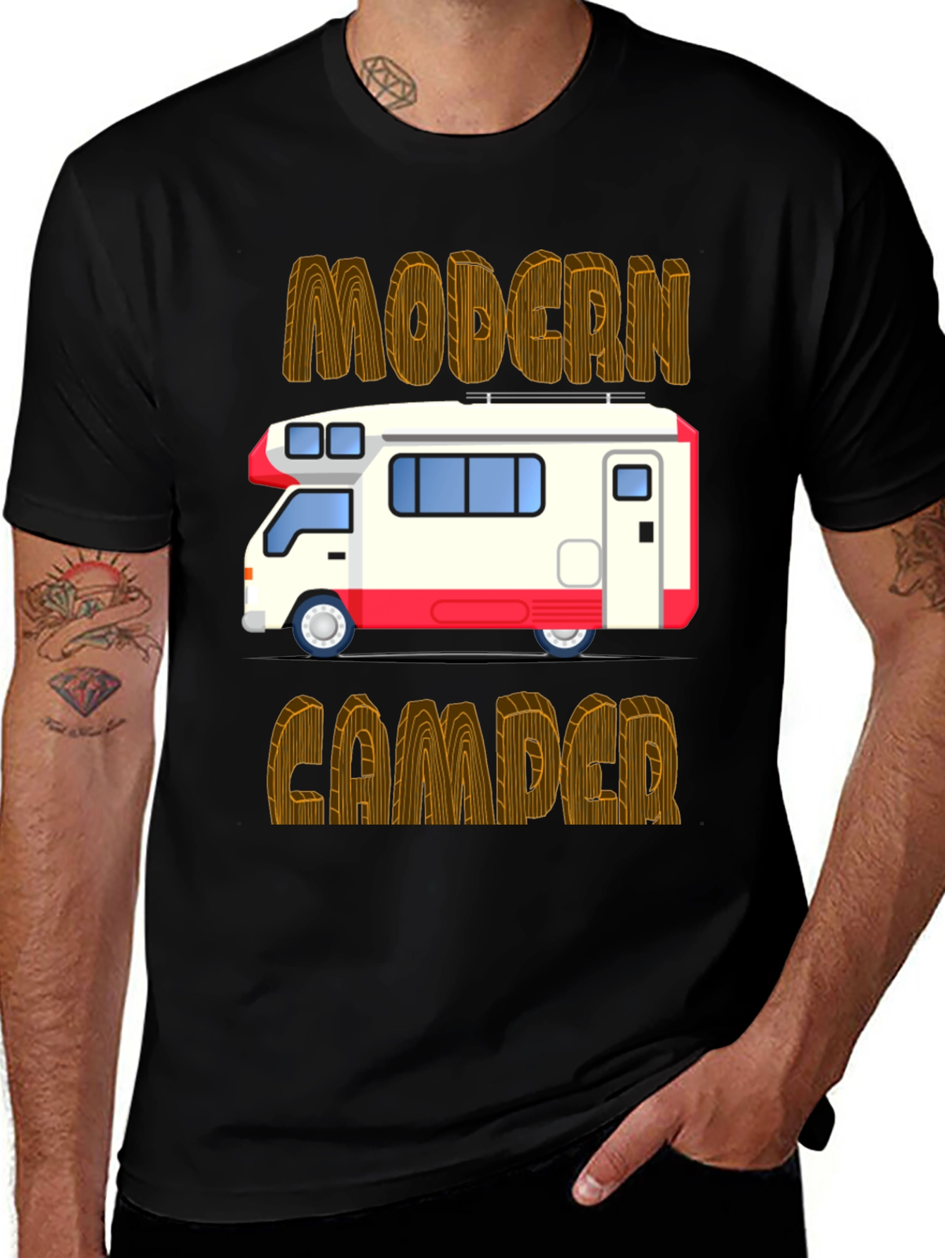 Variant 16 of Modern Camper Graphic Tee - Black
