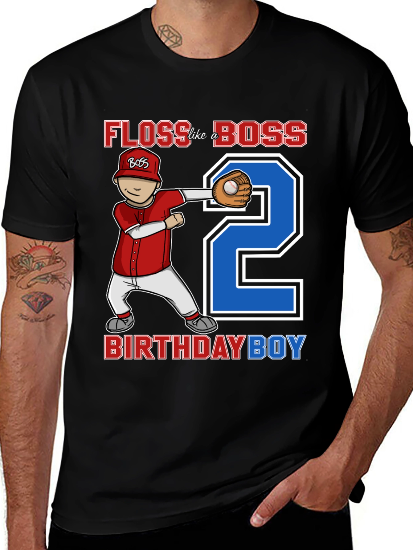 Floss Like A Boss Birthday Boy Baseball T-Shirt