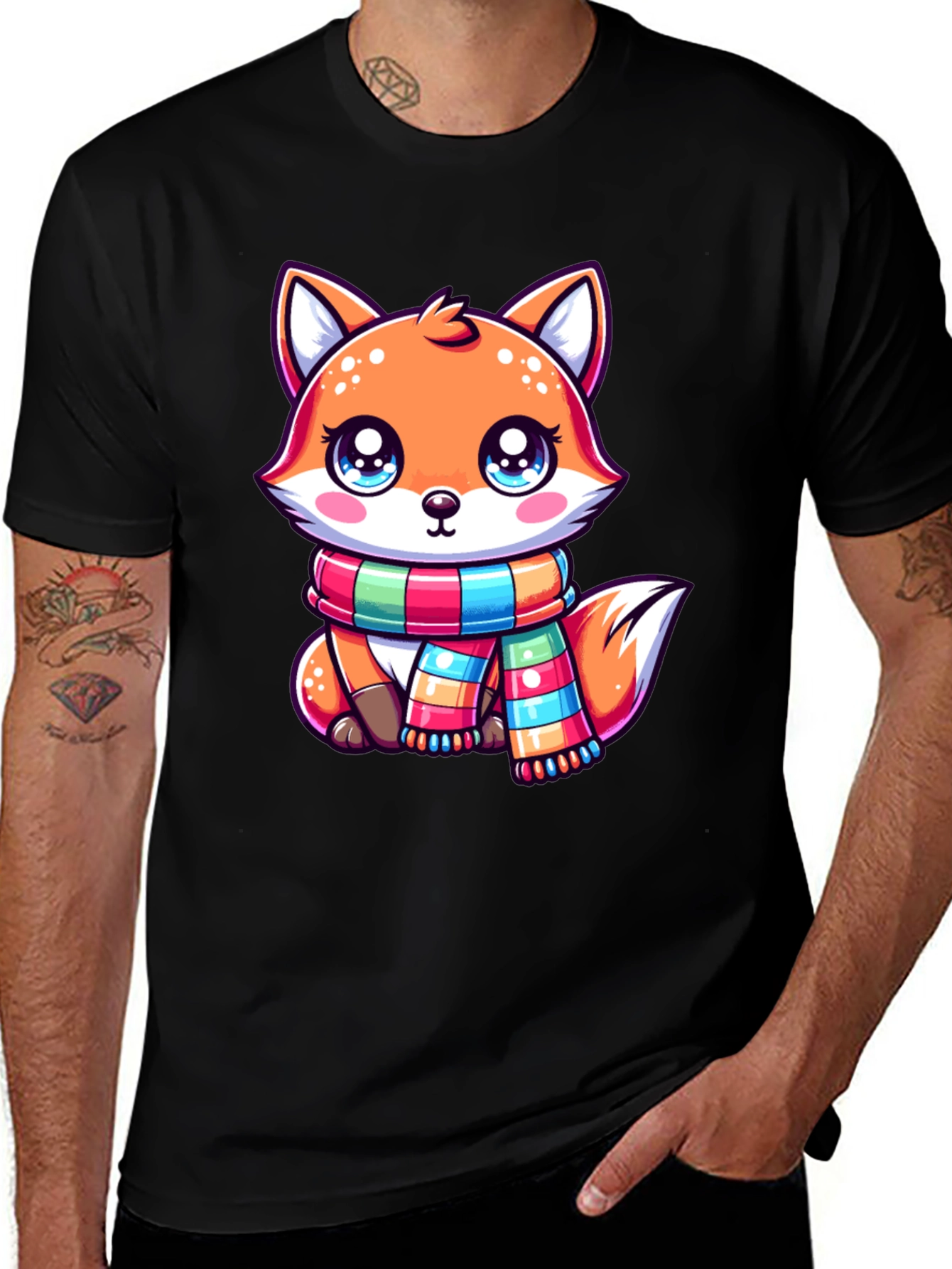 Variant 9 of Cute Fox Scarf Graphic Tee