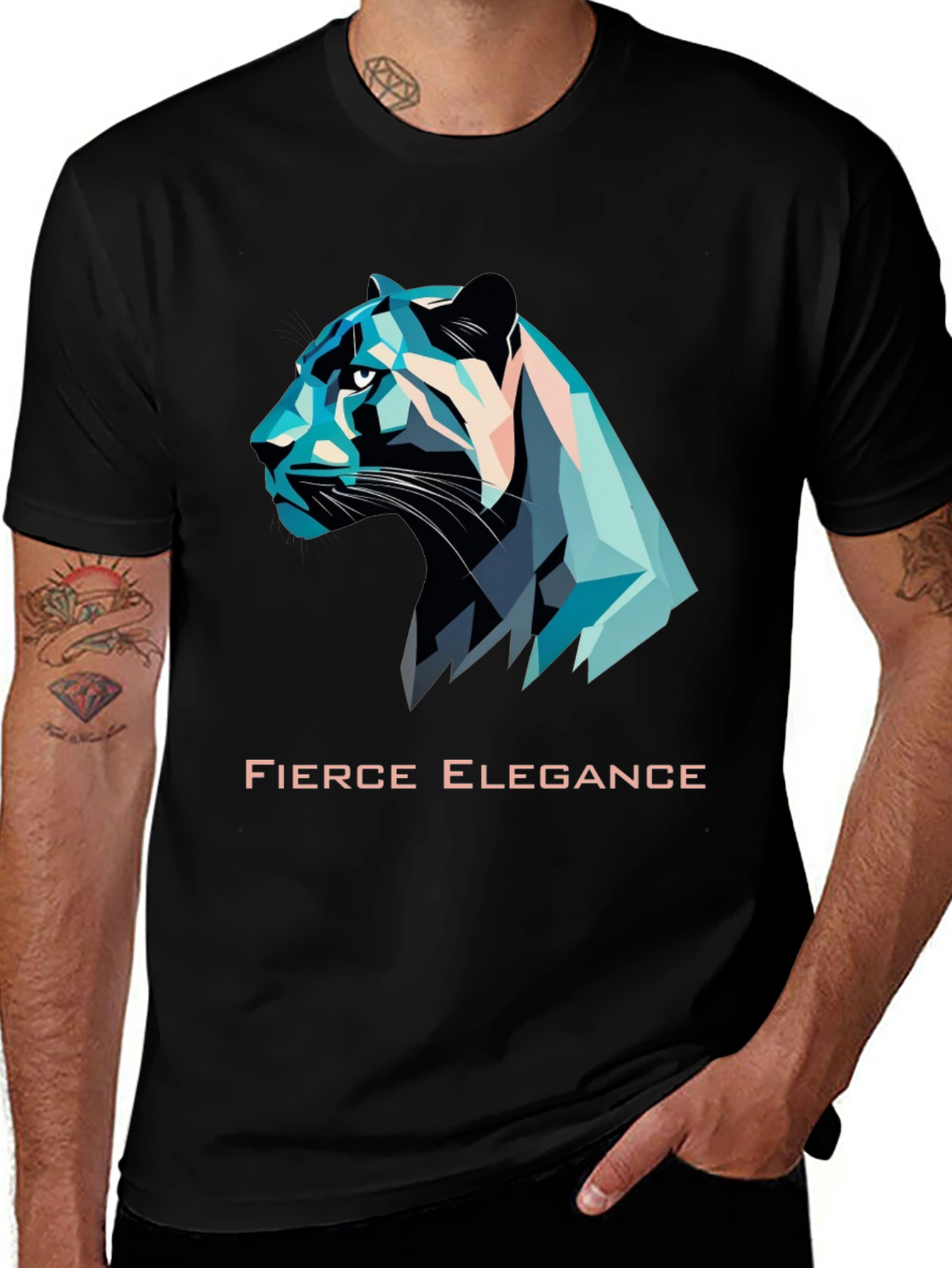 Variant 11 of Fierce Elegance Geometric Panther Graphic Tee